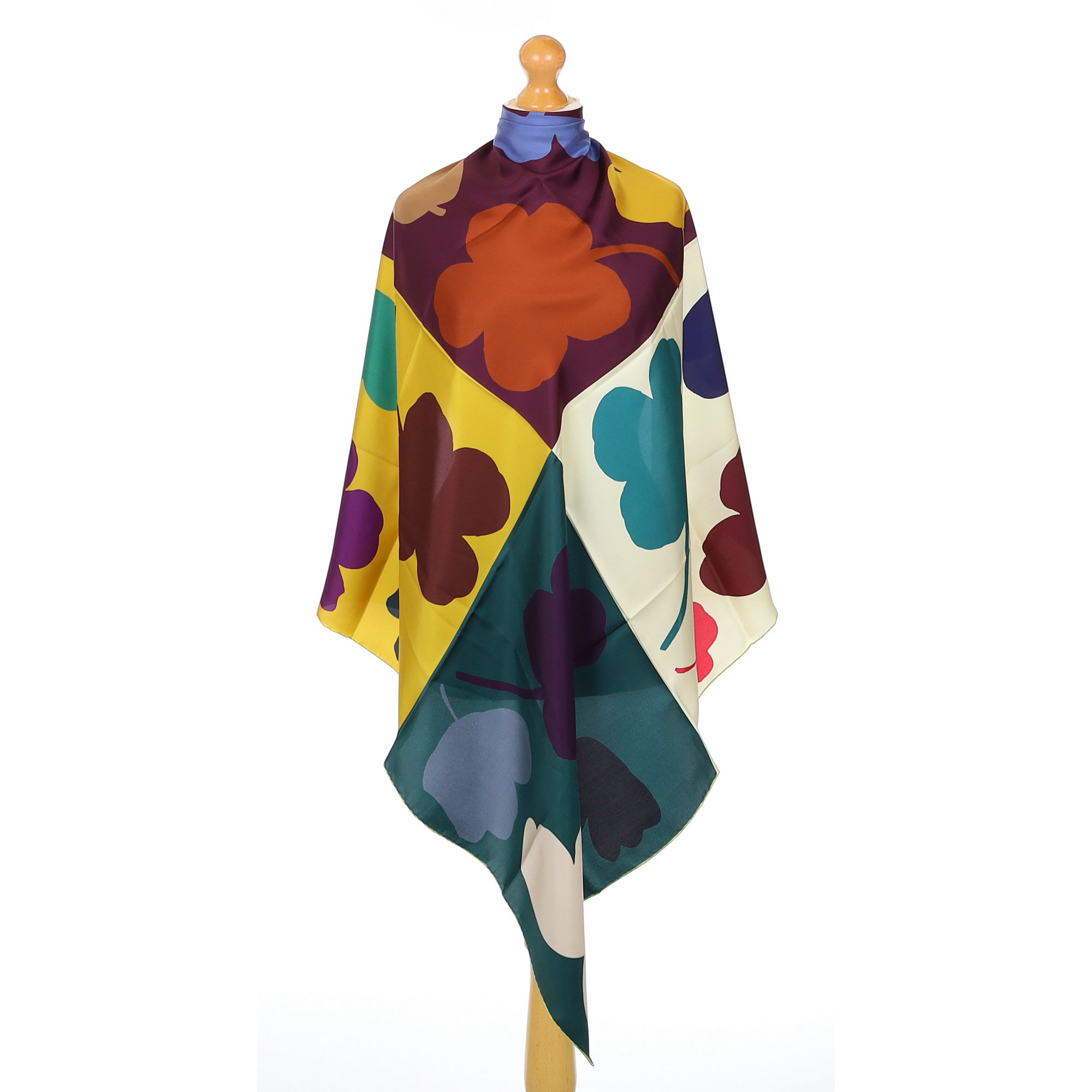 Brand New Italian Segmented Floral Silk Scarf