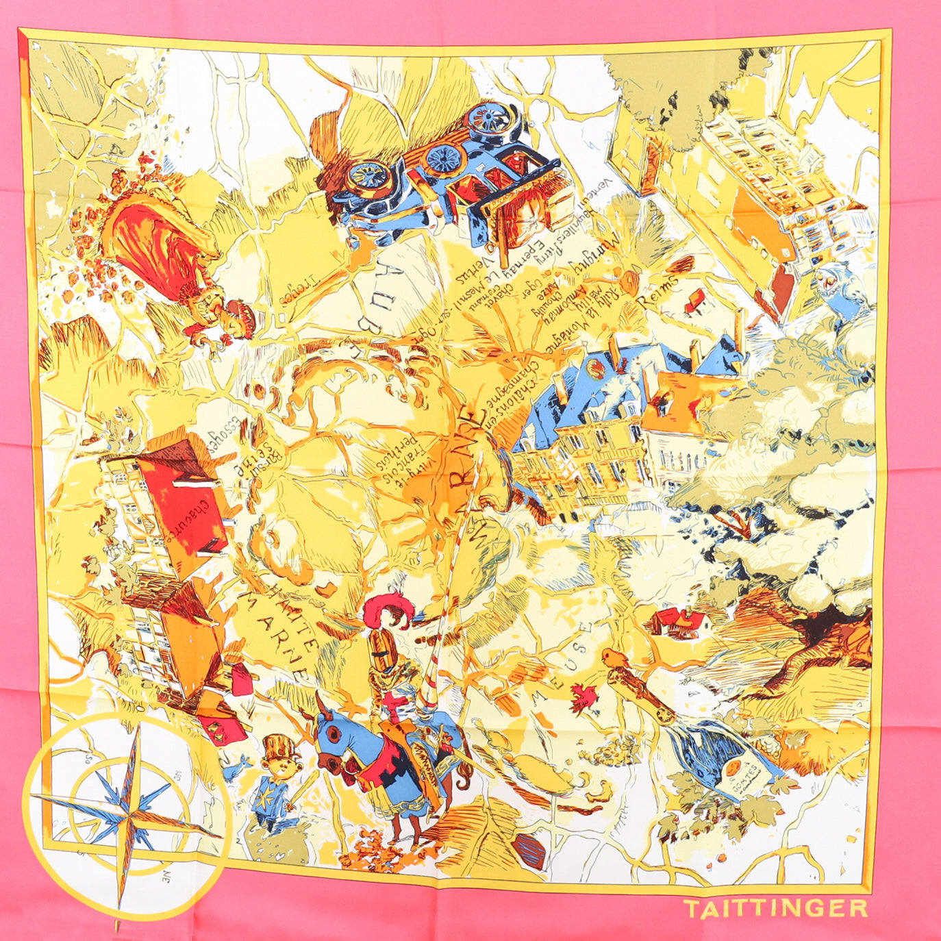 Brand New Boxed Taittinger Map Silk Scarf