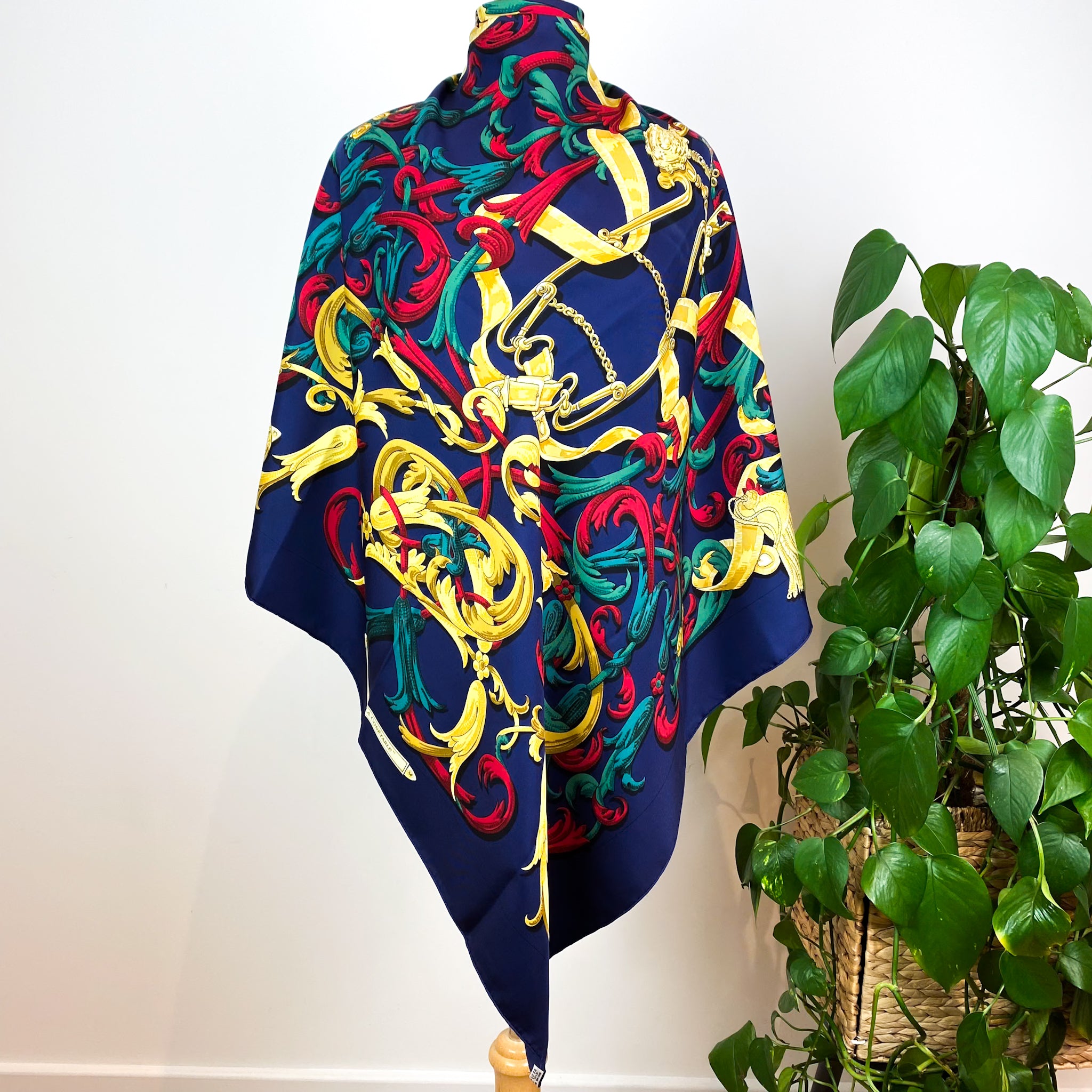 Boxed Hermes Le Mors a la Conetable Vintage Silk Scarf