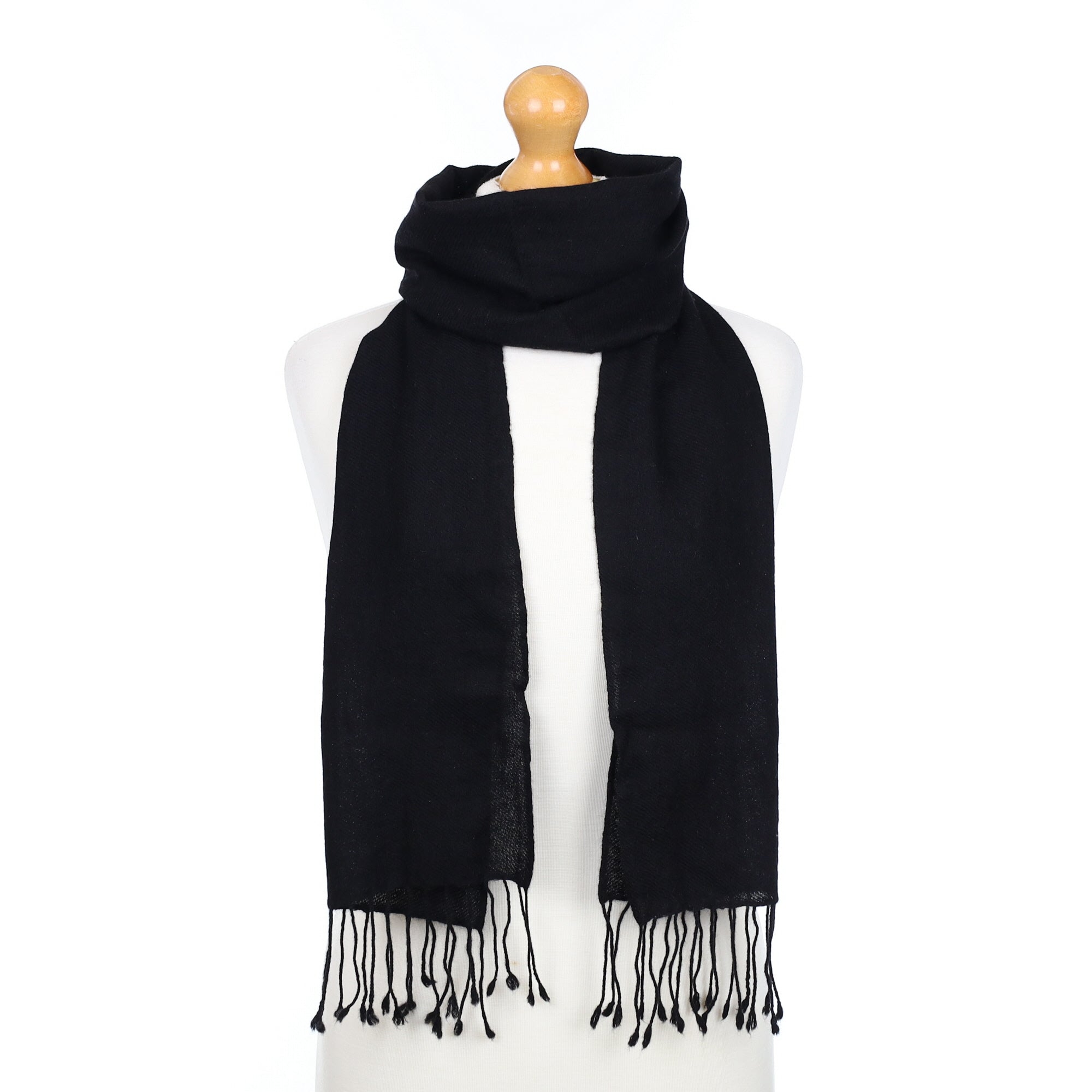 Black Lightweight Cashmere Woven Scarf