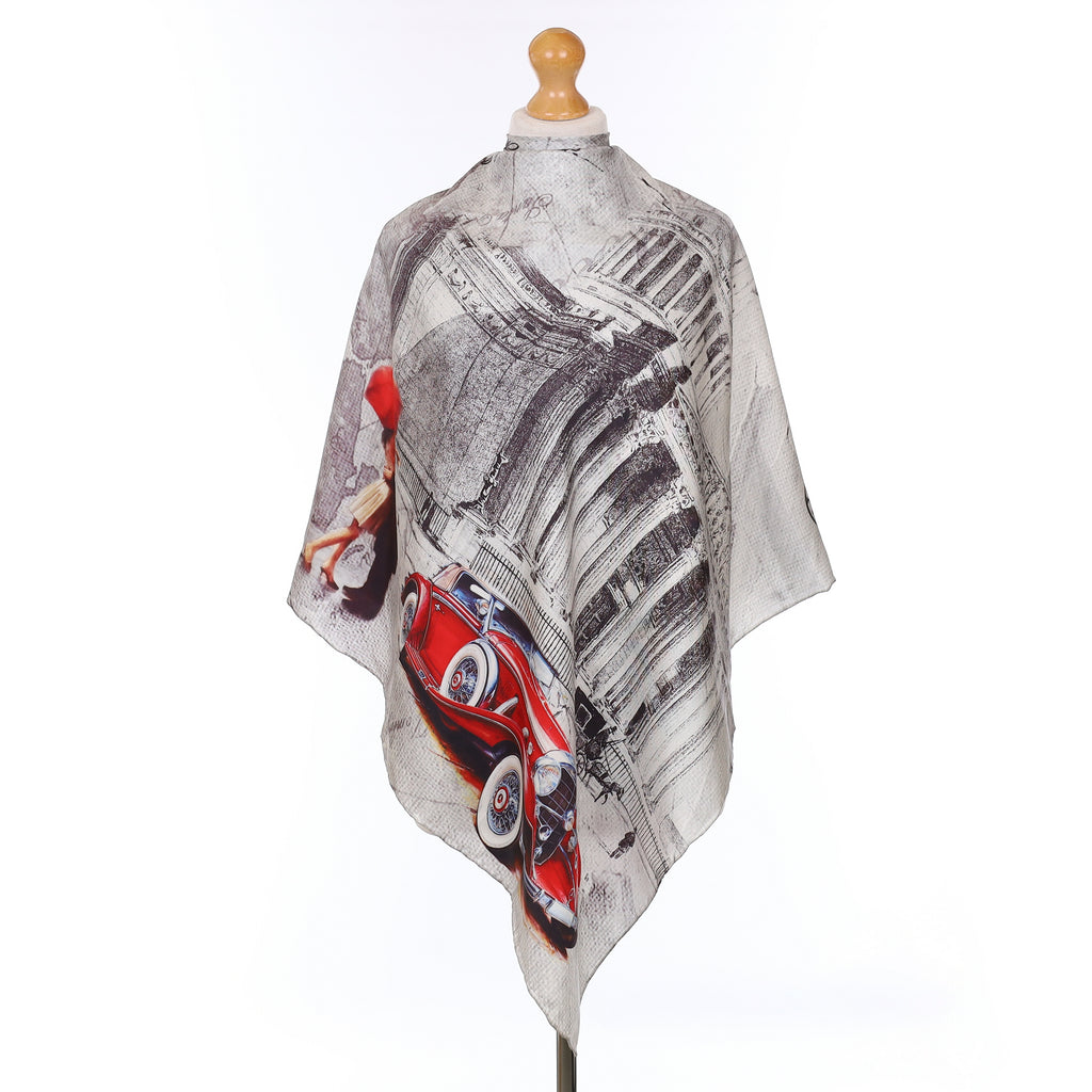 Postcard Style Silk Scarf