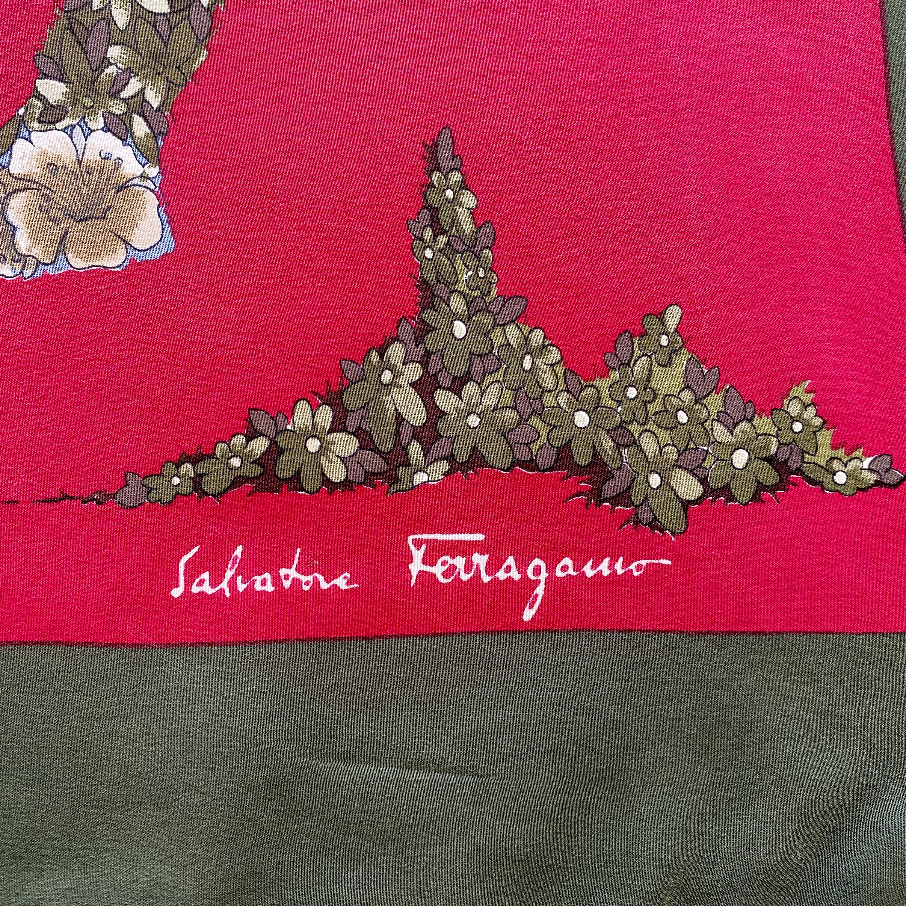 Salvatore Ferragamo Deer Designer Silk Scarf