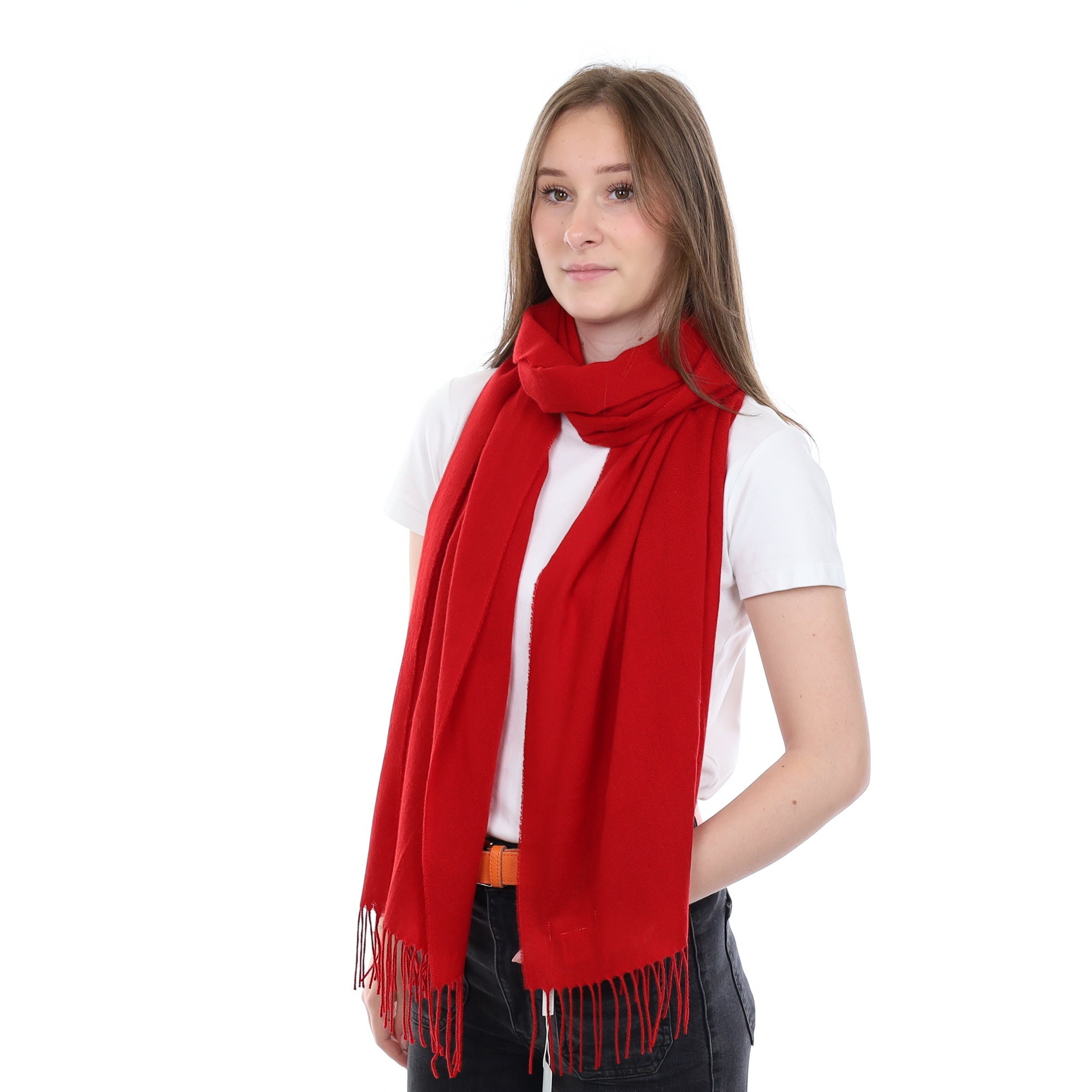 Brand New British Berry Red Luxury Woven Cashmere Wrap