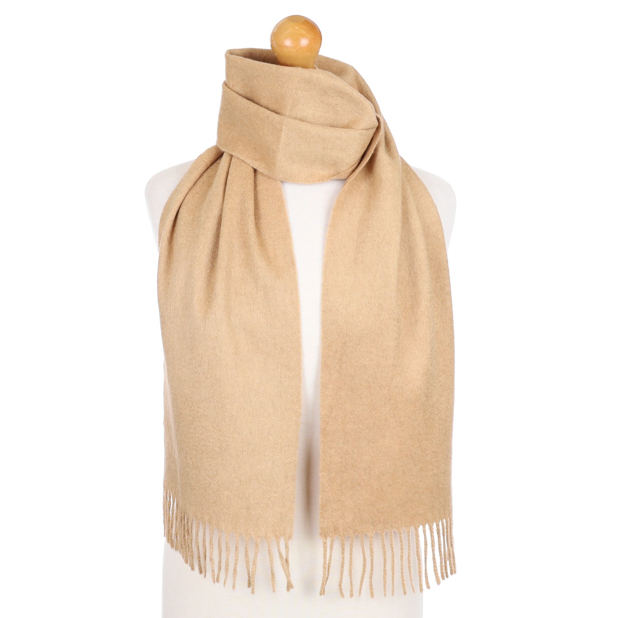 Caramel Brown Cashmere Tasselled Woven Scarf
