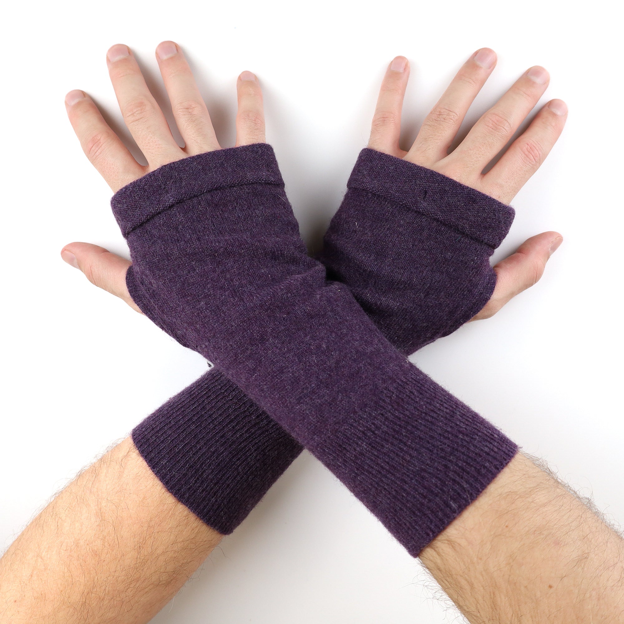 Men’s Heather Purple Fingerless Gloves