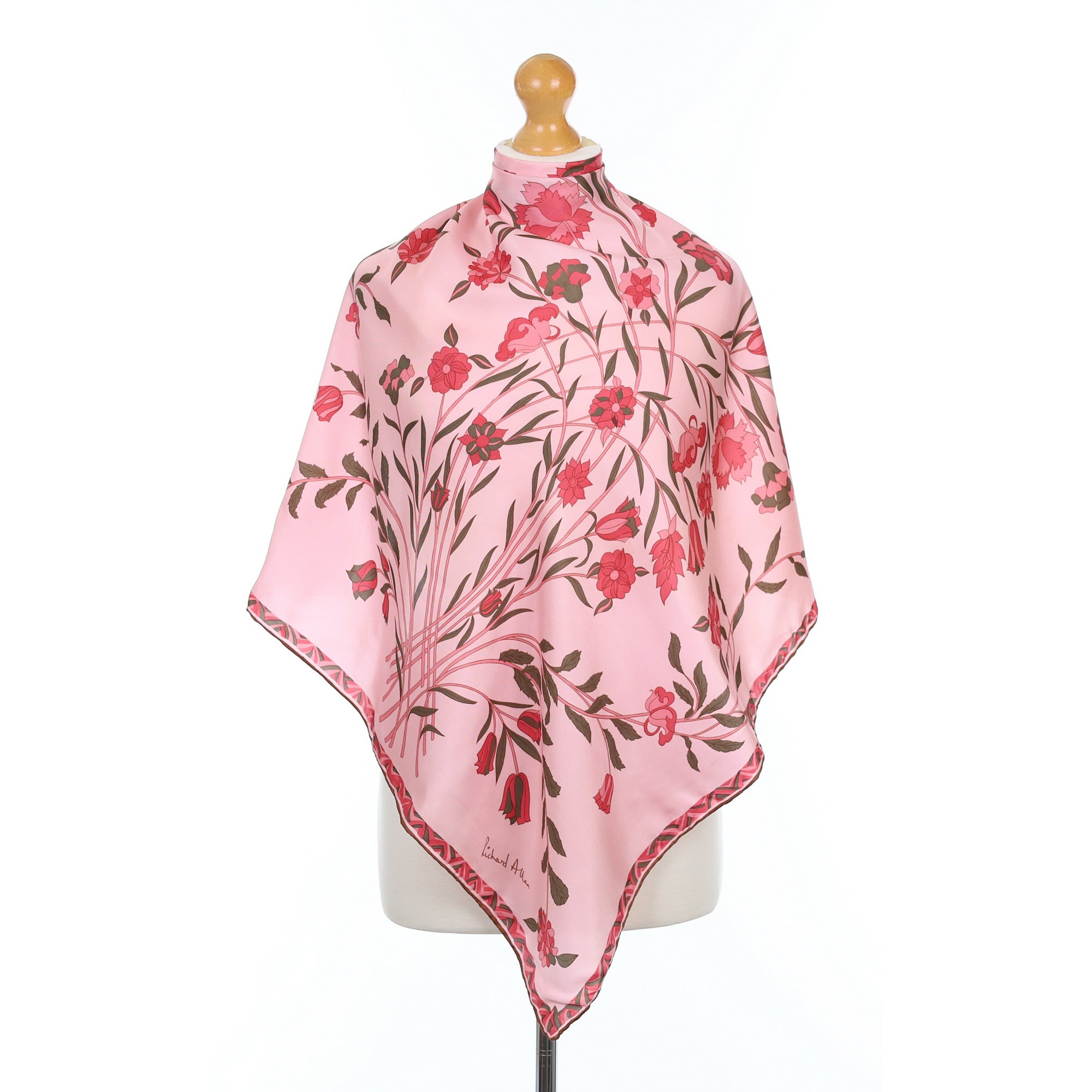 1970’s Richard Allan Pink Floral Vintage Silk Scarf