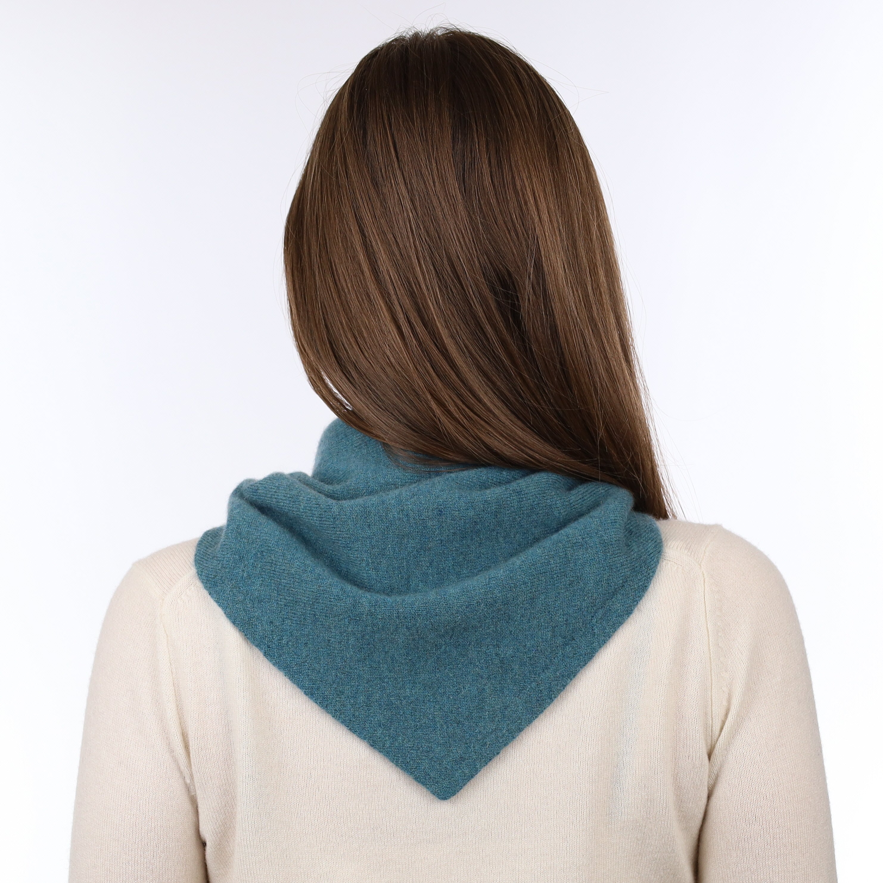 Brand New Ocean Green Recycled Cashmere Triangle Scarf