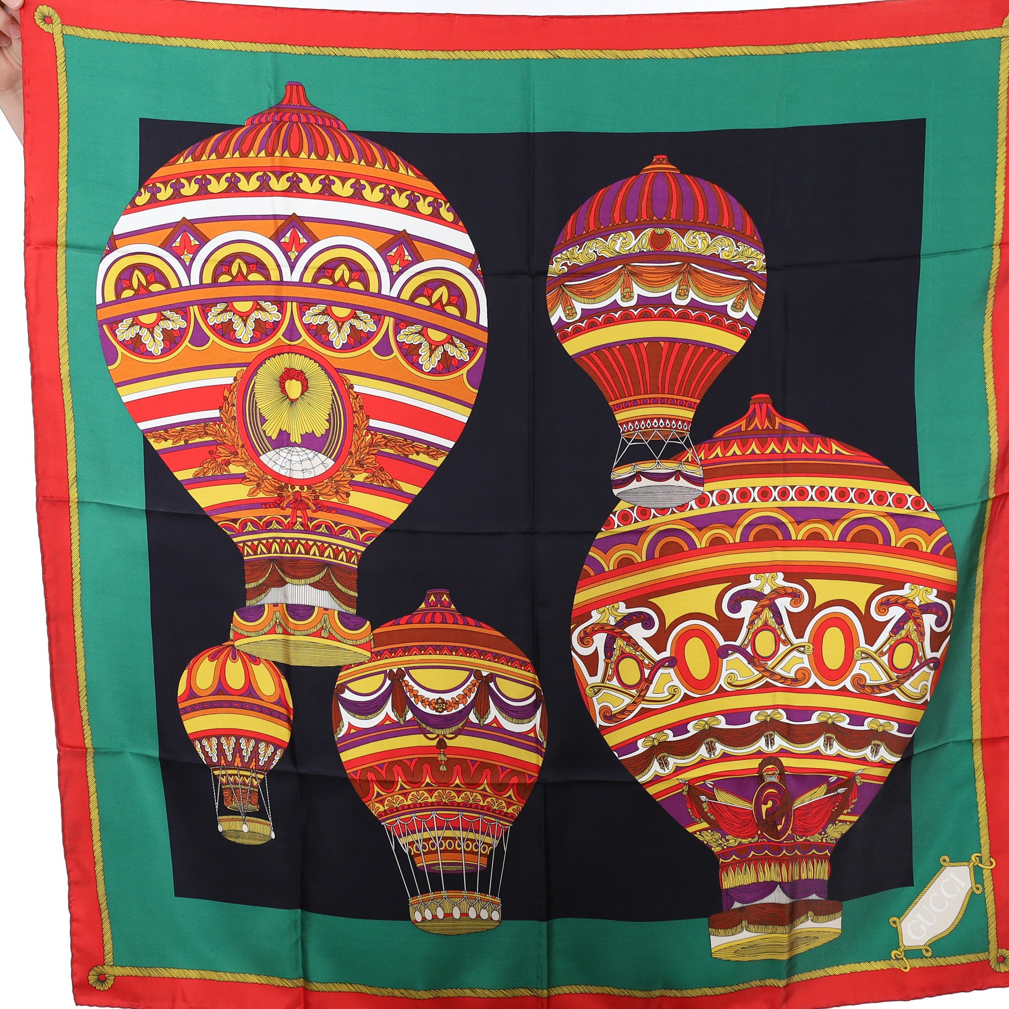 Brand New Gucci Hot Air Balloon Vintage Silk Scarf