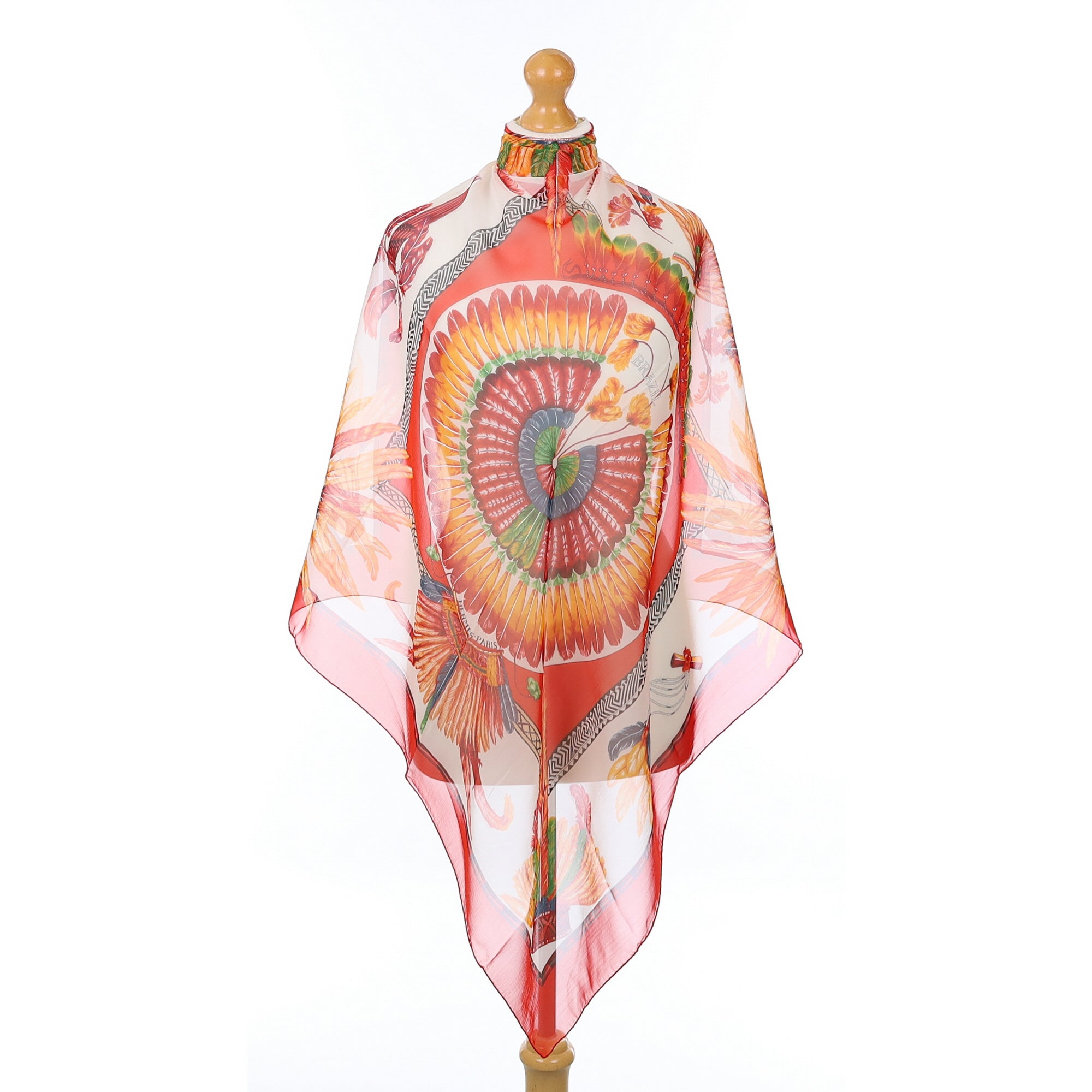 Brand New Hermès Brazil Mousseline Silk Scarf