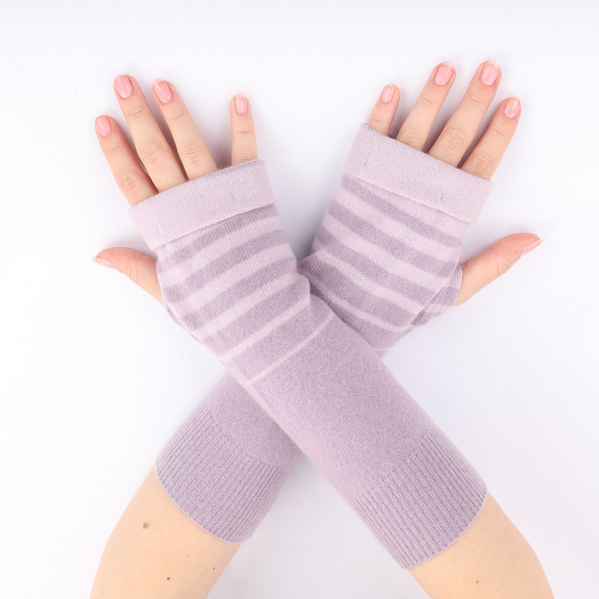 Hazy Purple Stripe Fingerless Gloves