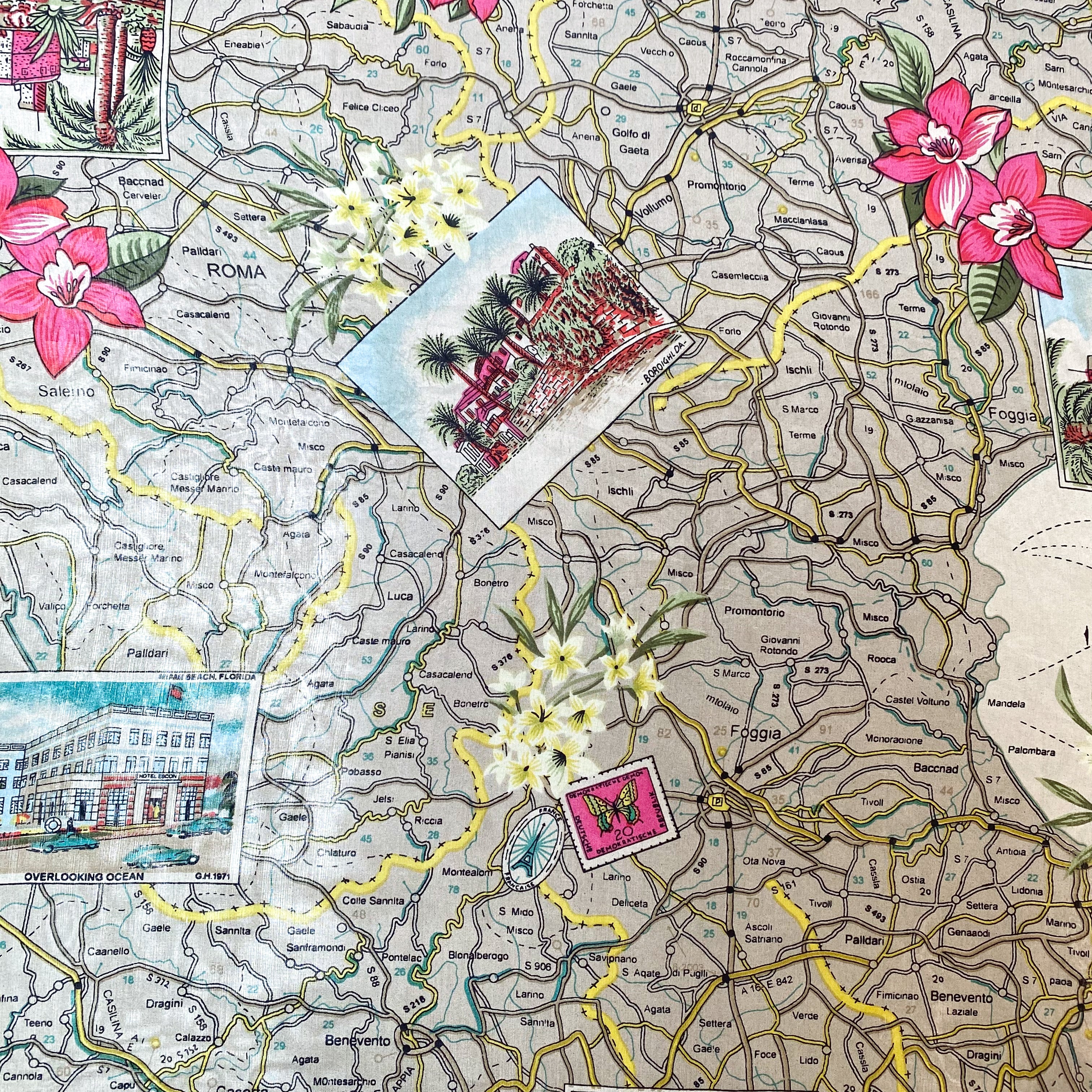 Lightweight Italian Map Silk Scarf