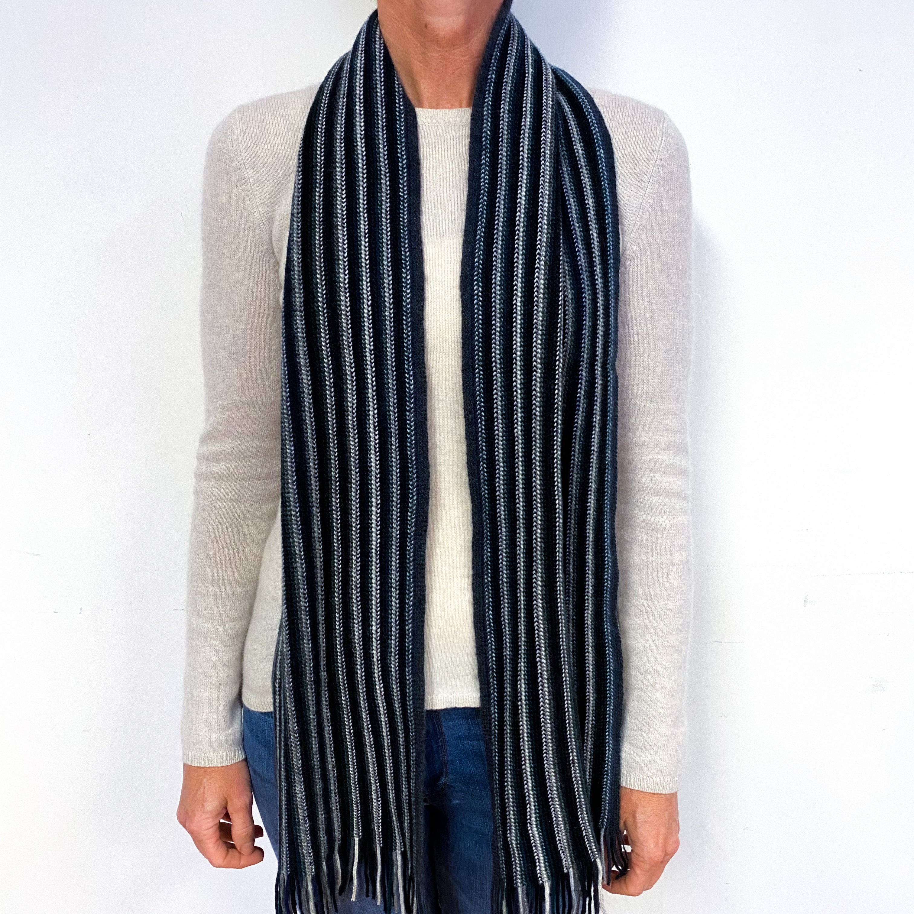 Brand New Multicoloured Navy Striped Scottish Scarf