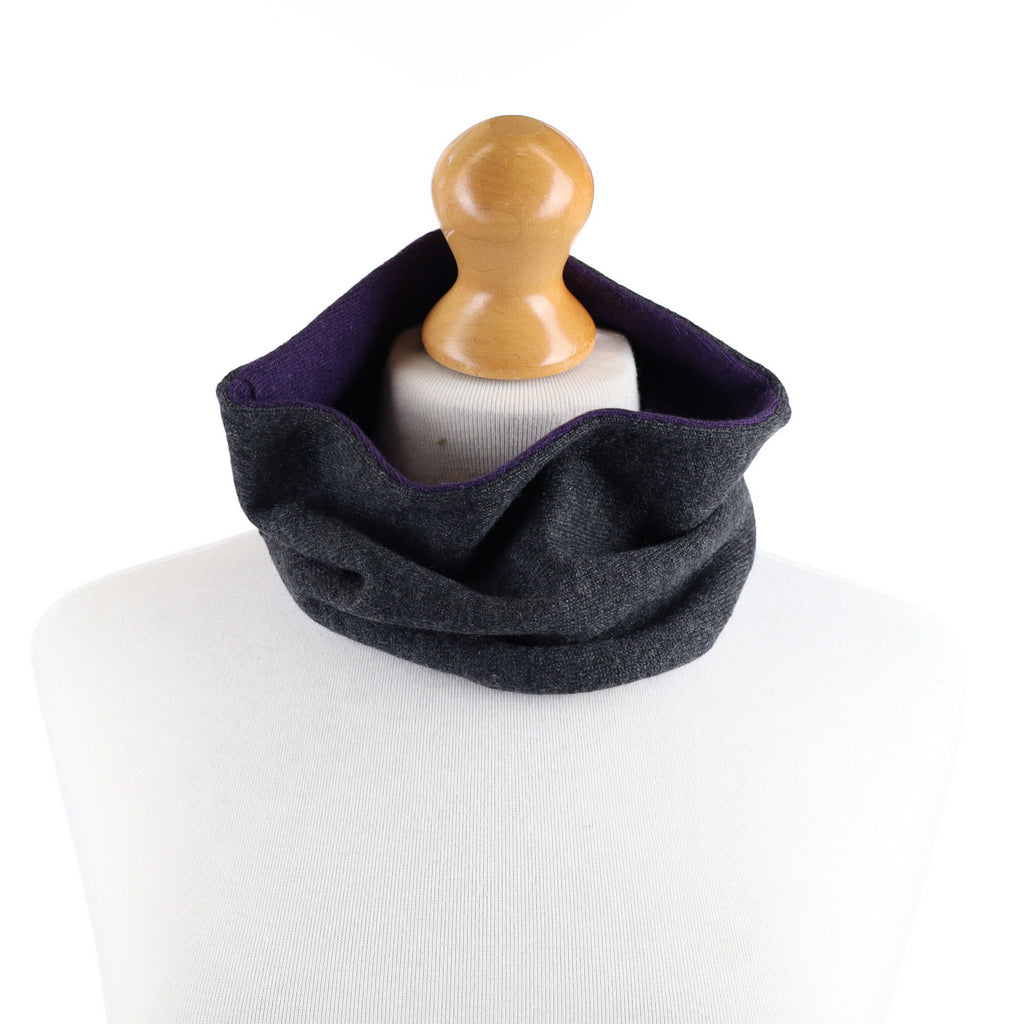 Charcoal Grey and Grape Purple Neck Warmer