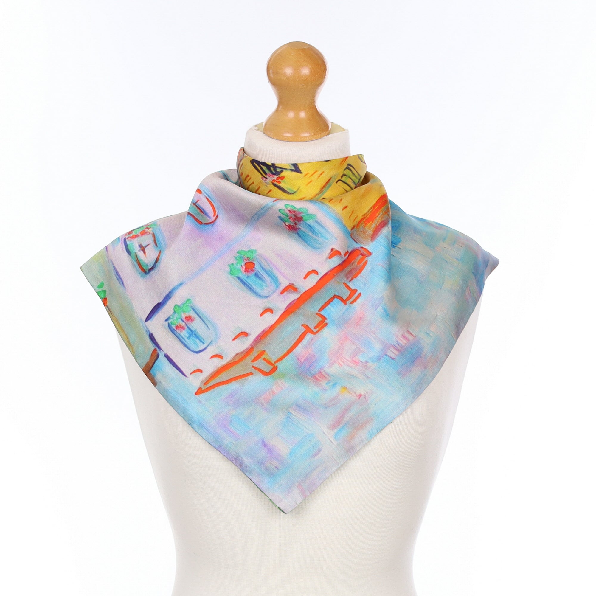 Triangular Painted House Silk Scarf