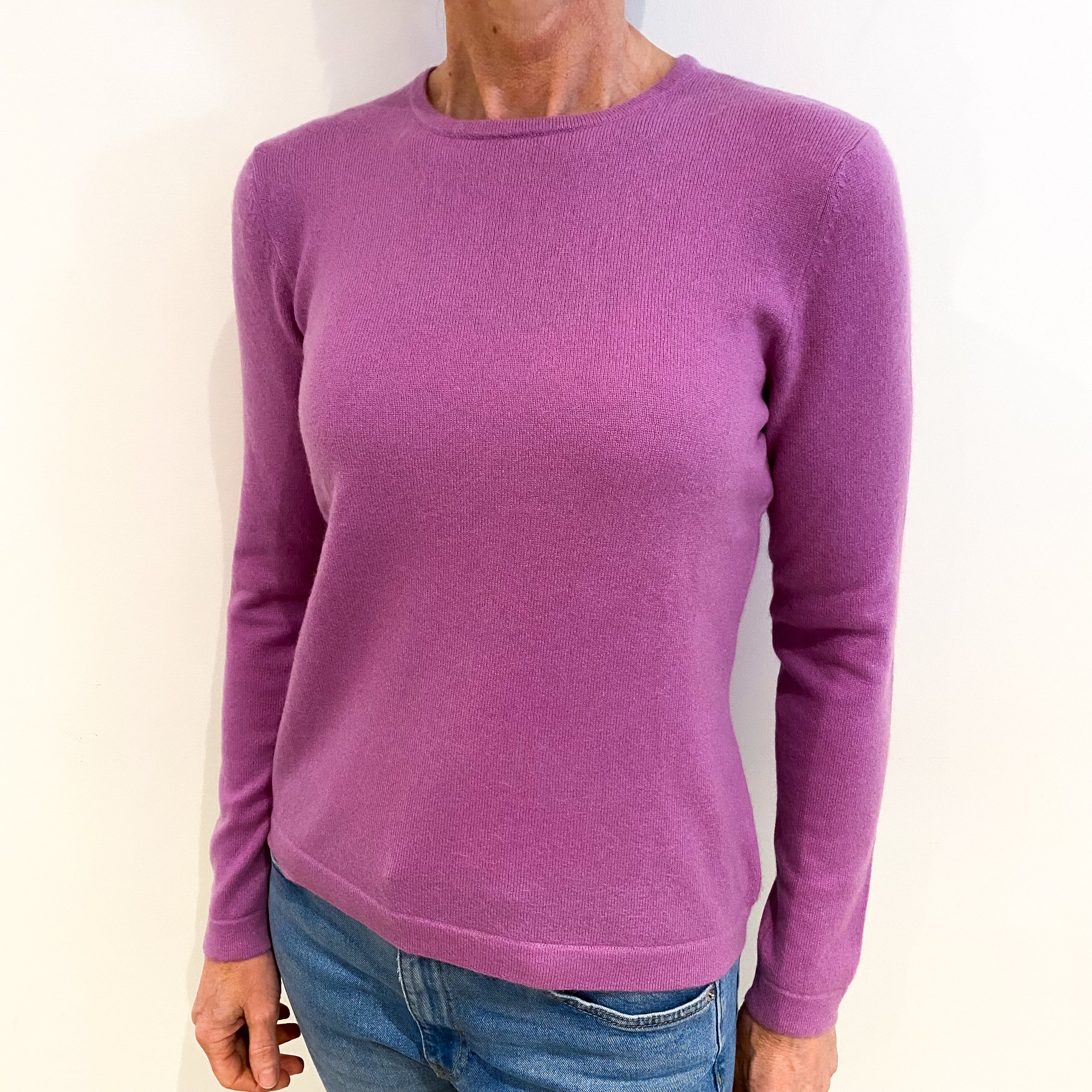 Lilac Purple Cashmere Crew Neck Jumper Small