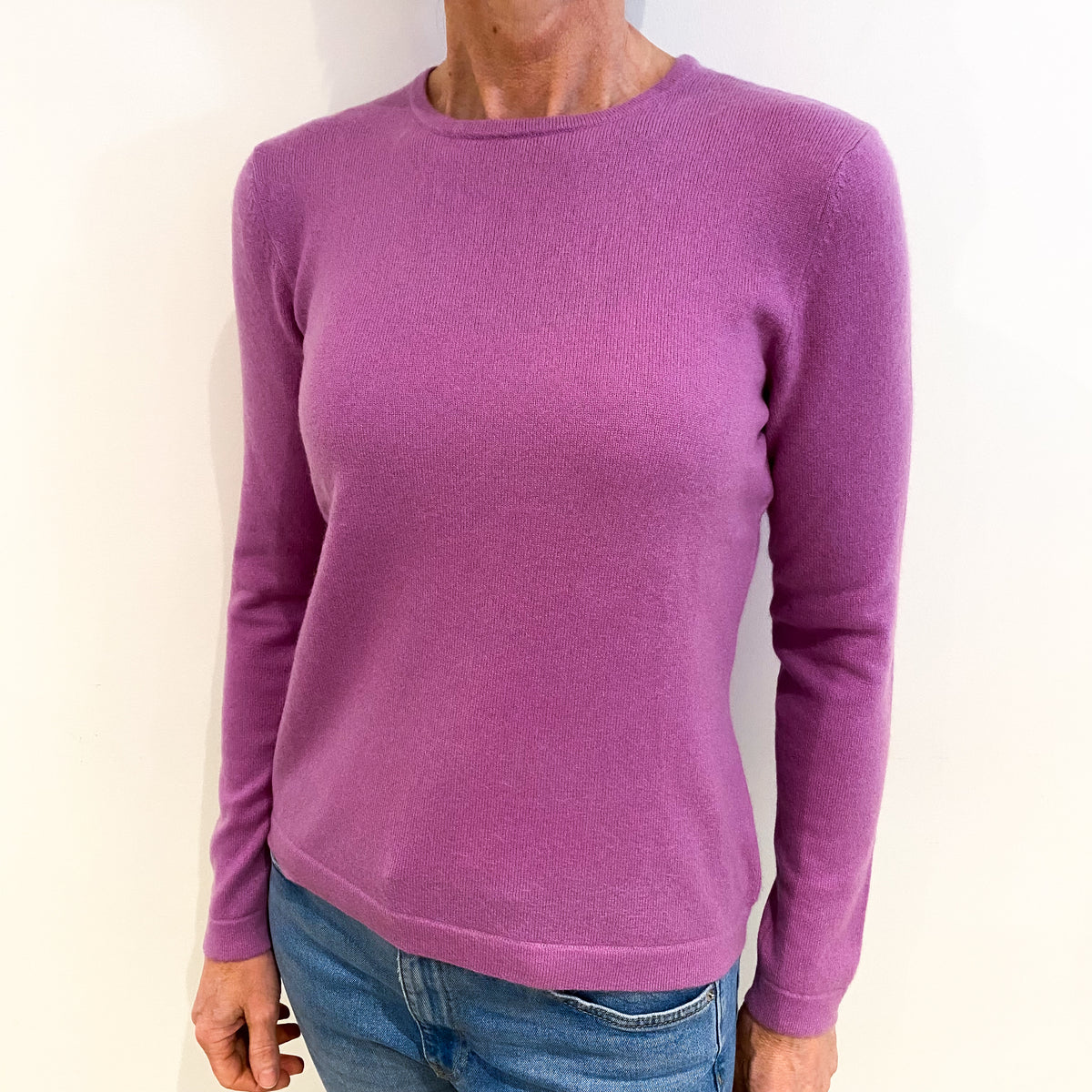 Lilac Purple Cashmere Crew Neck Jumper Small