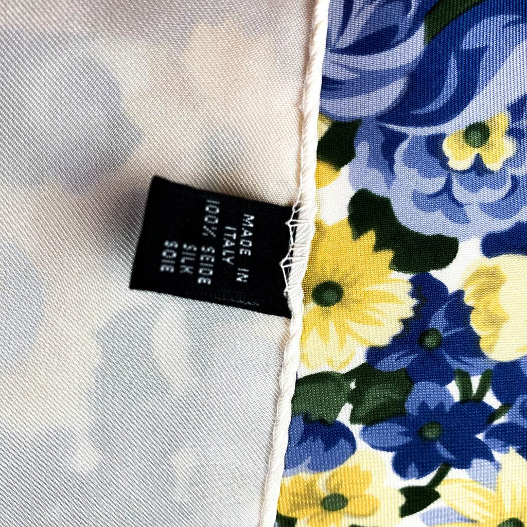Longchamp Floral Vintage Designer Silk Scarf
