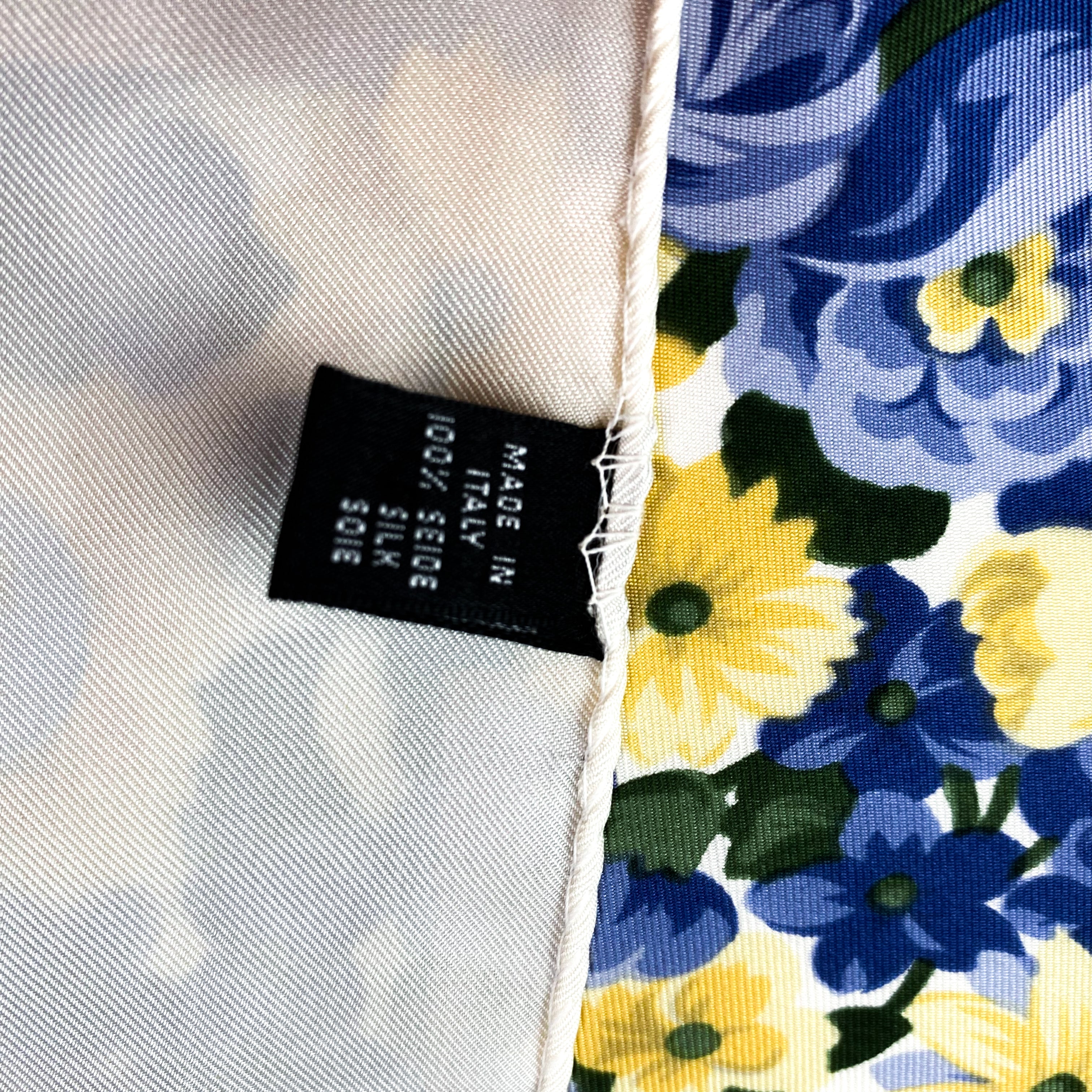 Longchamp Floral Vintage Designer Silk Scarf