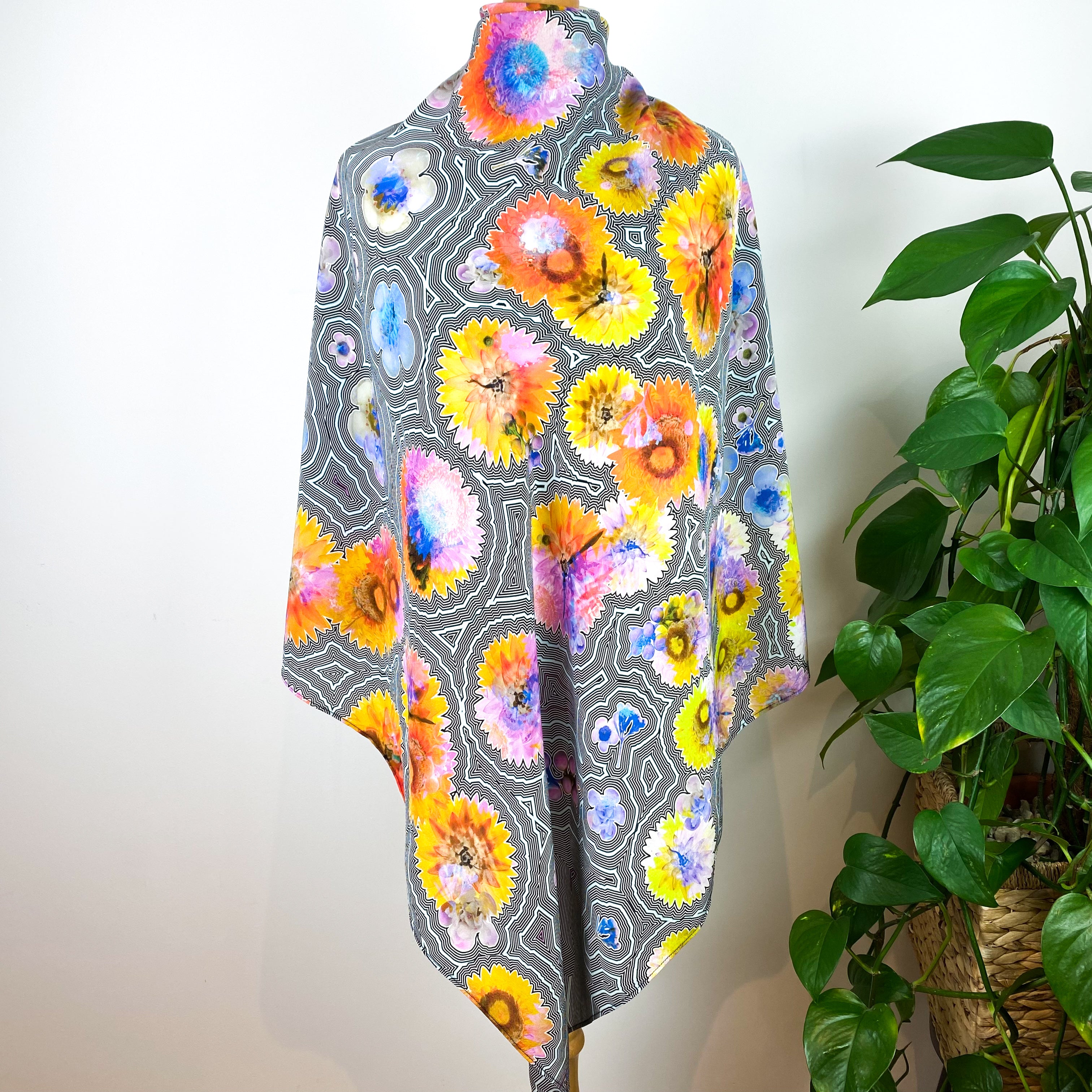 Extra Large Floral Silk Scarf