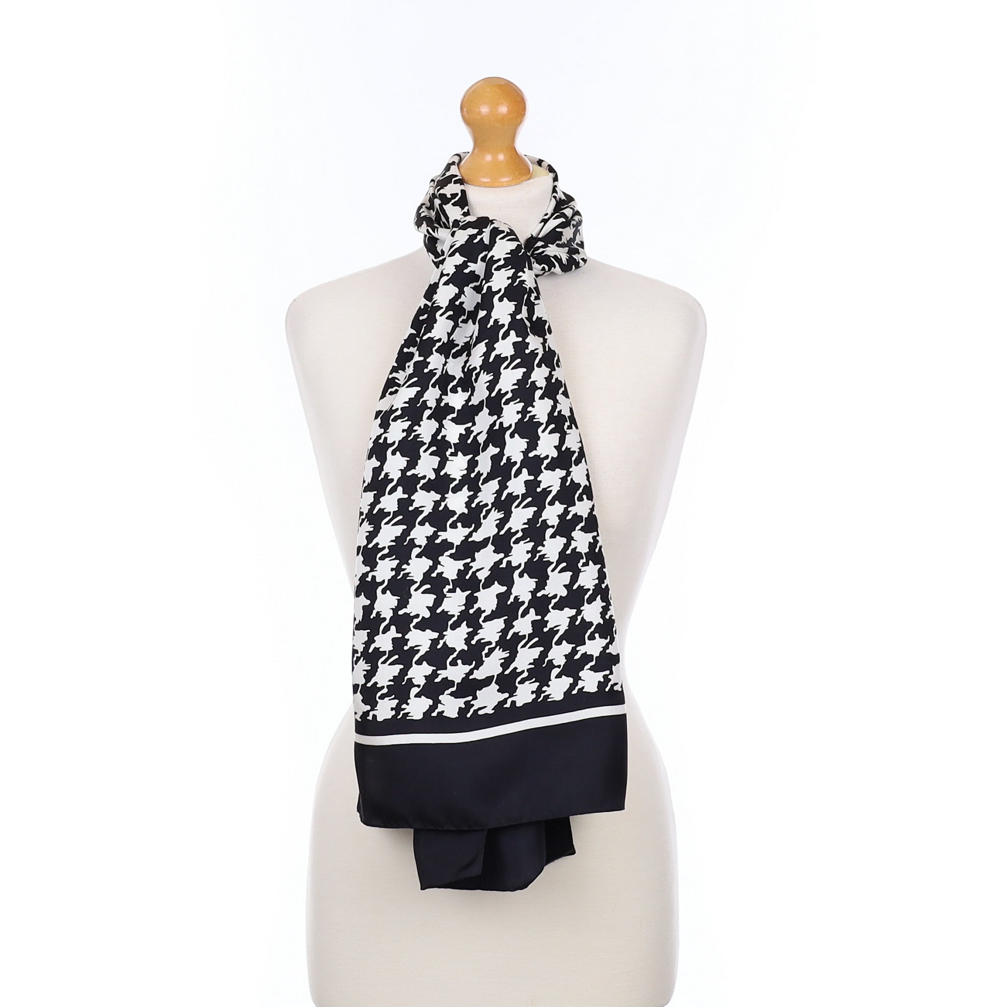 Precis Black and White Silk Scarf
