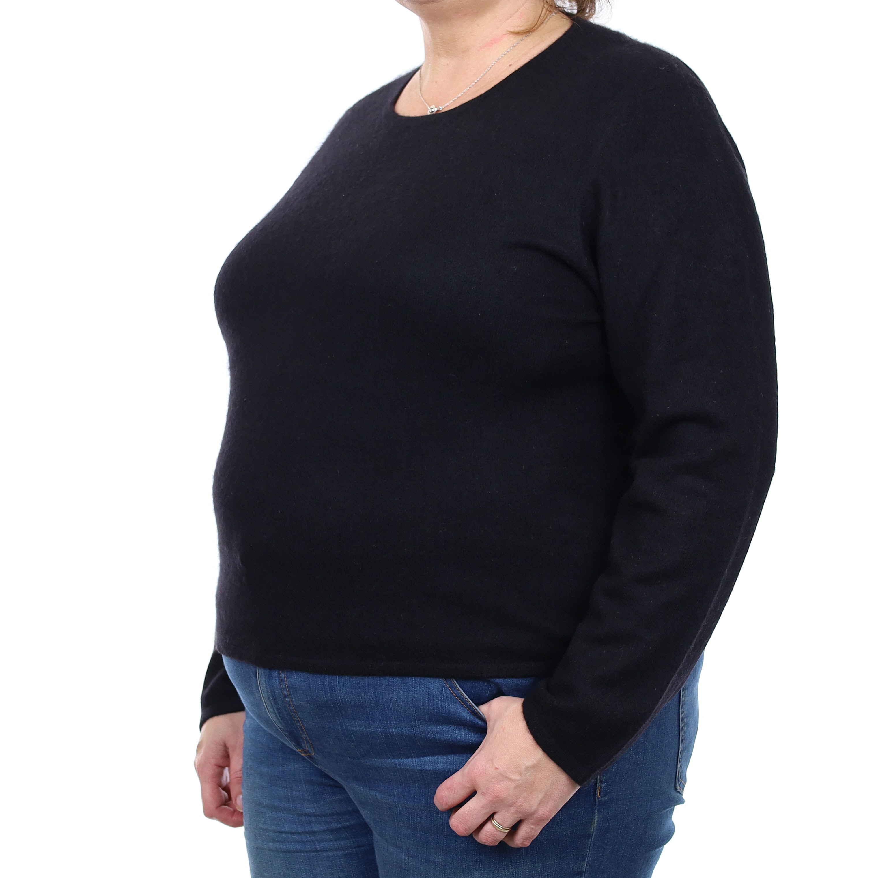 Black Cashmere Crew Neck Jumper Extra Large