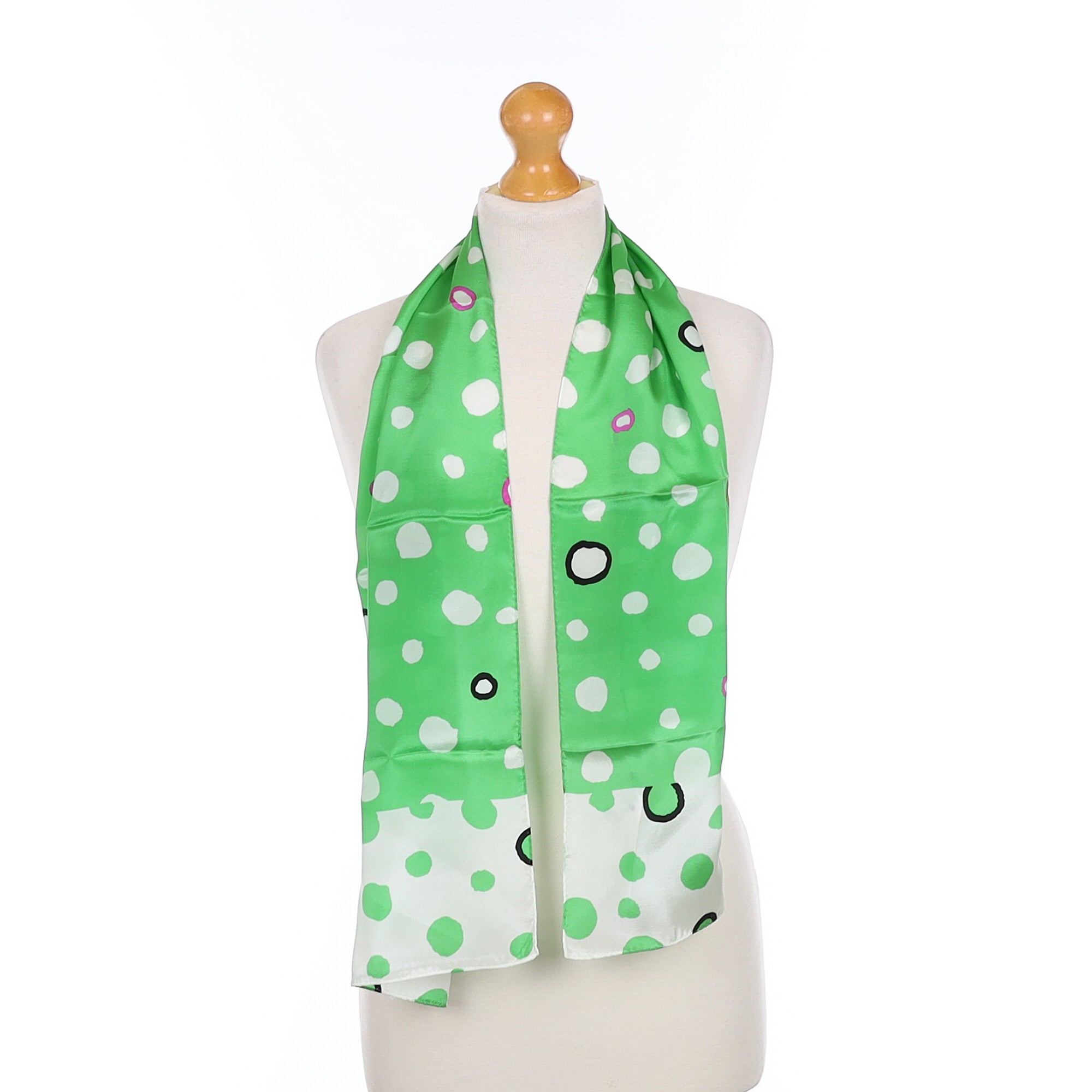 Brand New Echo Green Spotted Silk Scarf