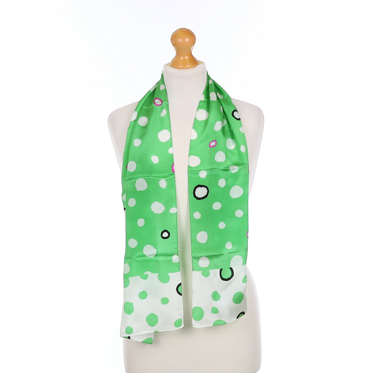 Brand New Echo Green Spotted Silk Scarf