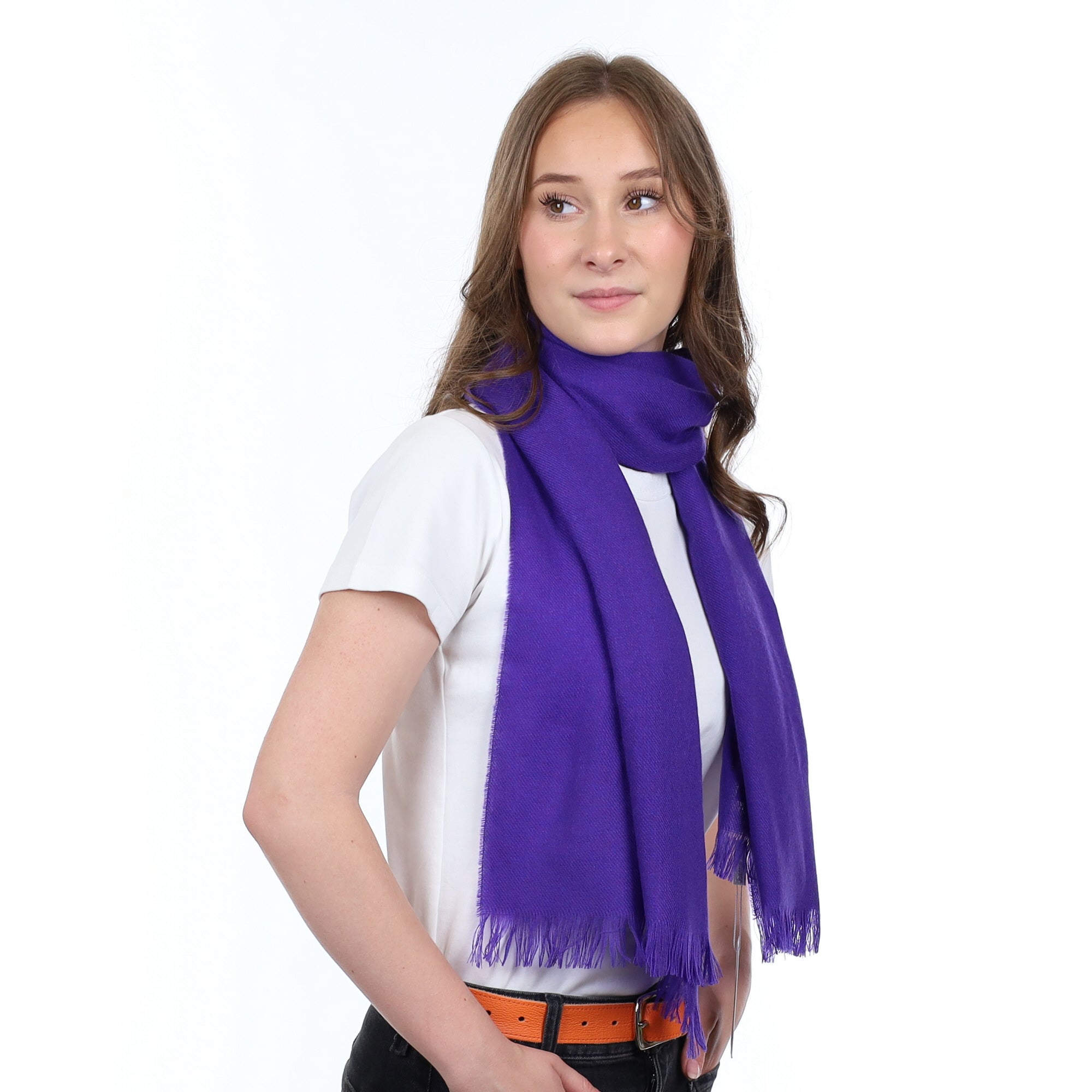 Brand New British Iris Purple Luxury Woven Cashmere Mini Wrap