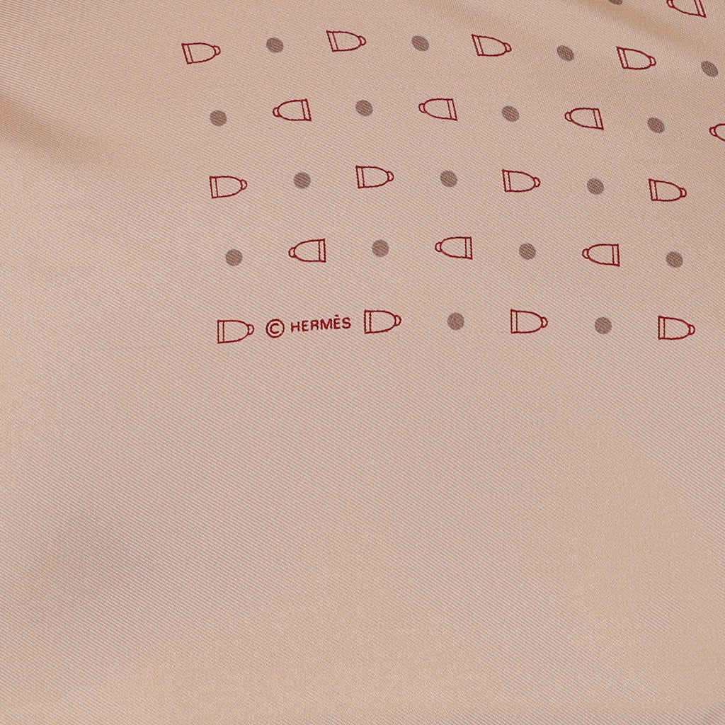 Hermès Light Taupe Stirrup Silk Scarf