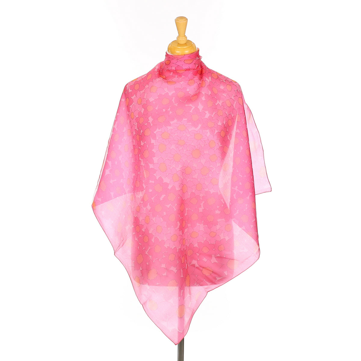 Brand New Double Layered Pink Floral Silk Scarf