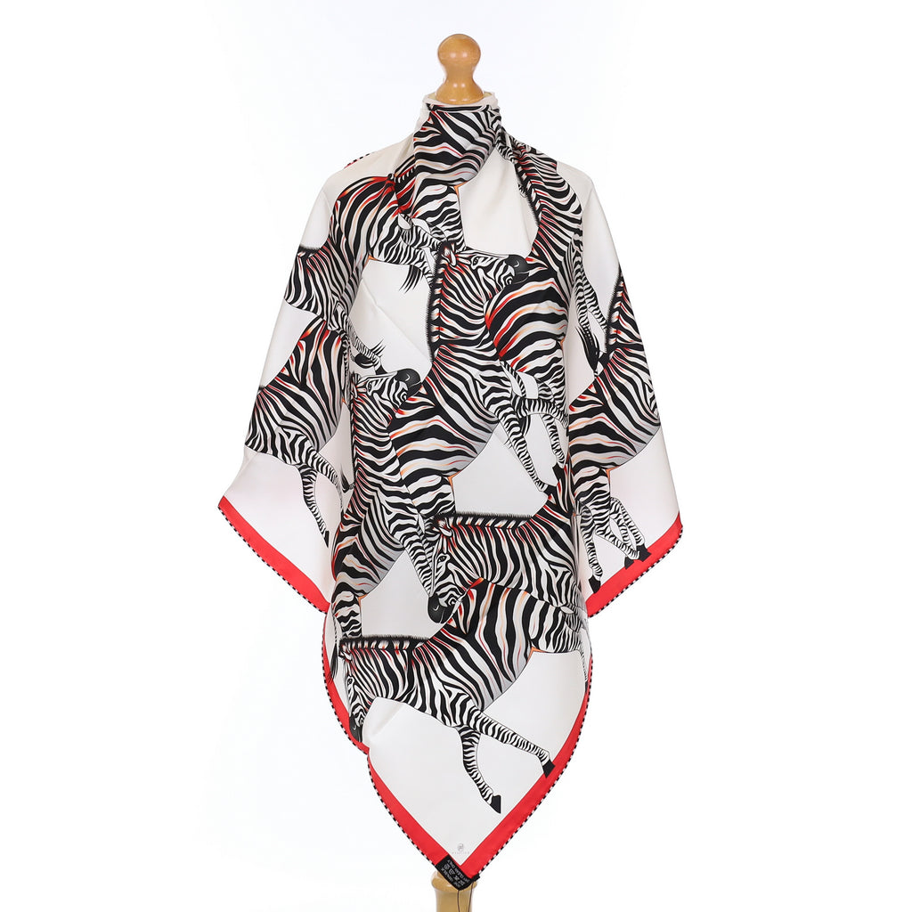 Brand New Bellezza Red & Pink Zebra Double Faced Silk Scarf