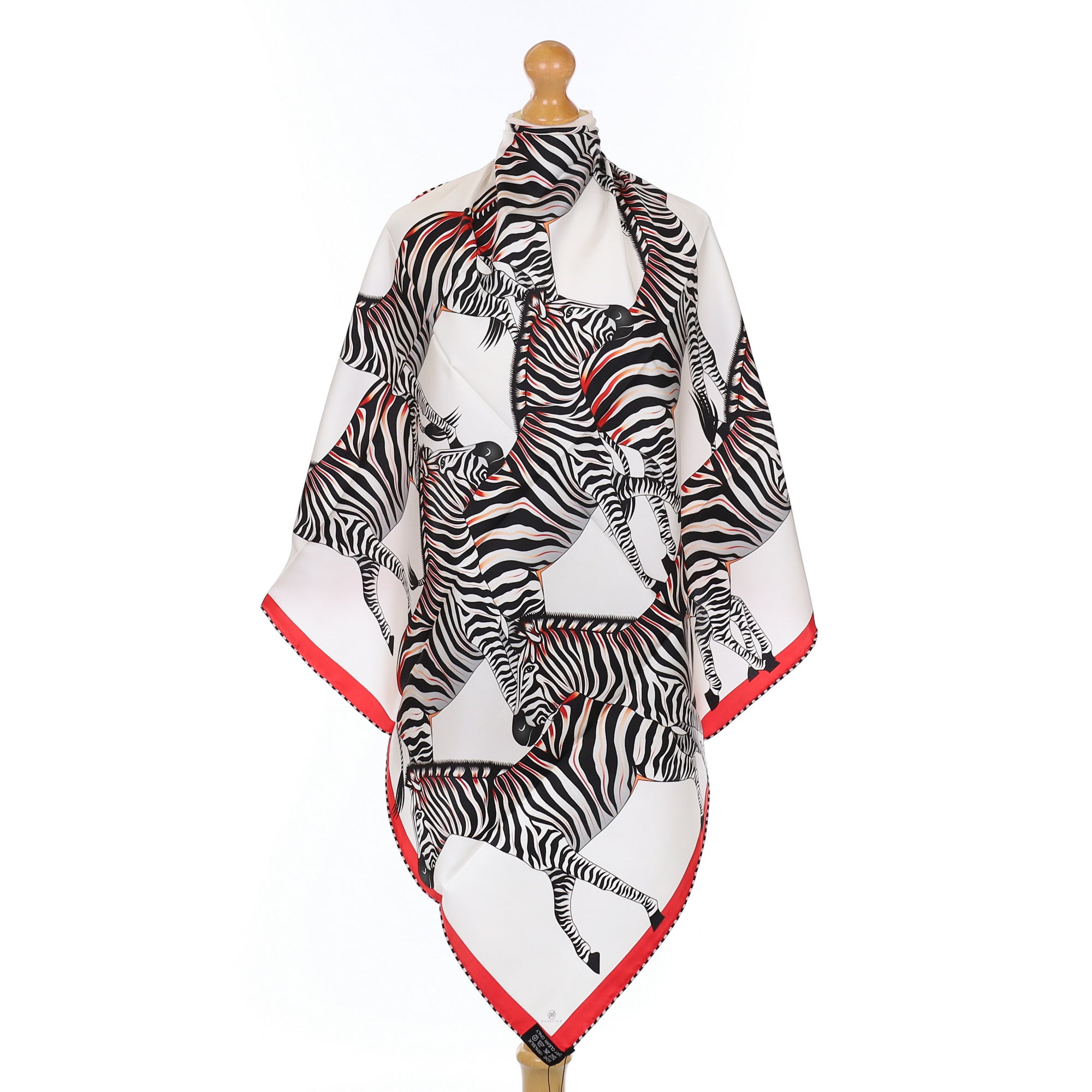 Brand New Bellezza Red & Pink Zebra Double Faced Silk Scarf
