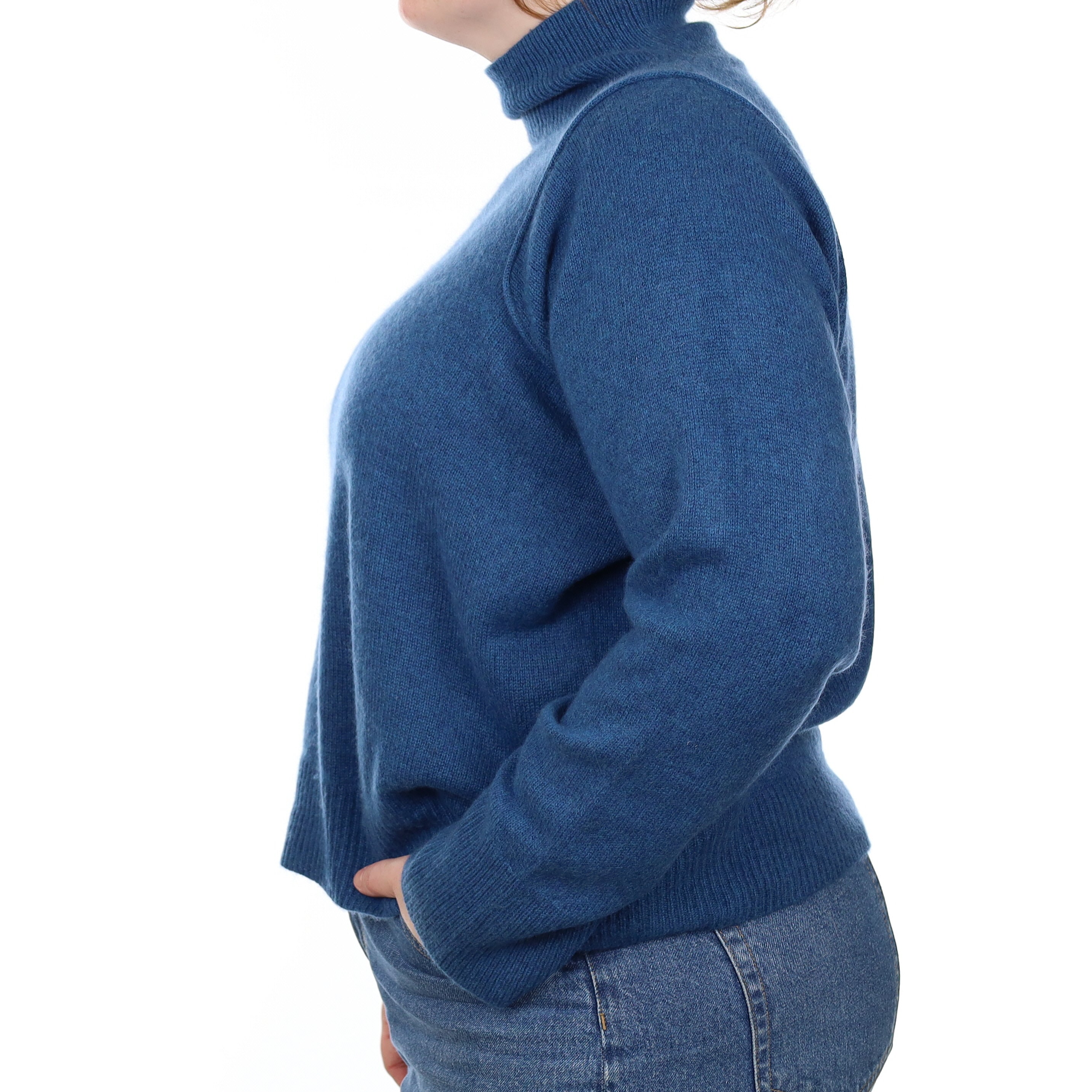 Notshy Ocean Blue Heavy Knit Cashmere Turtle Neck Jumper Large