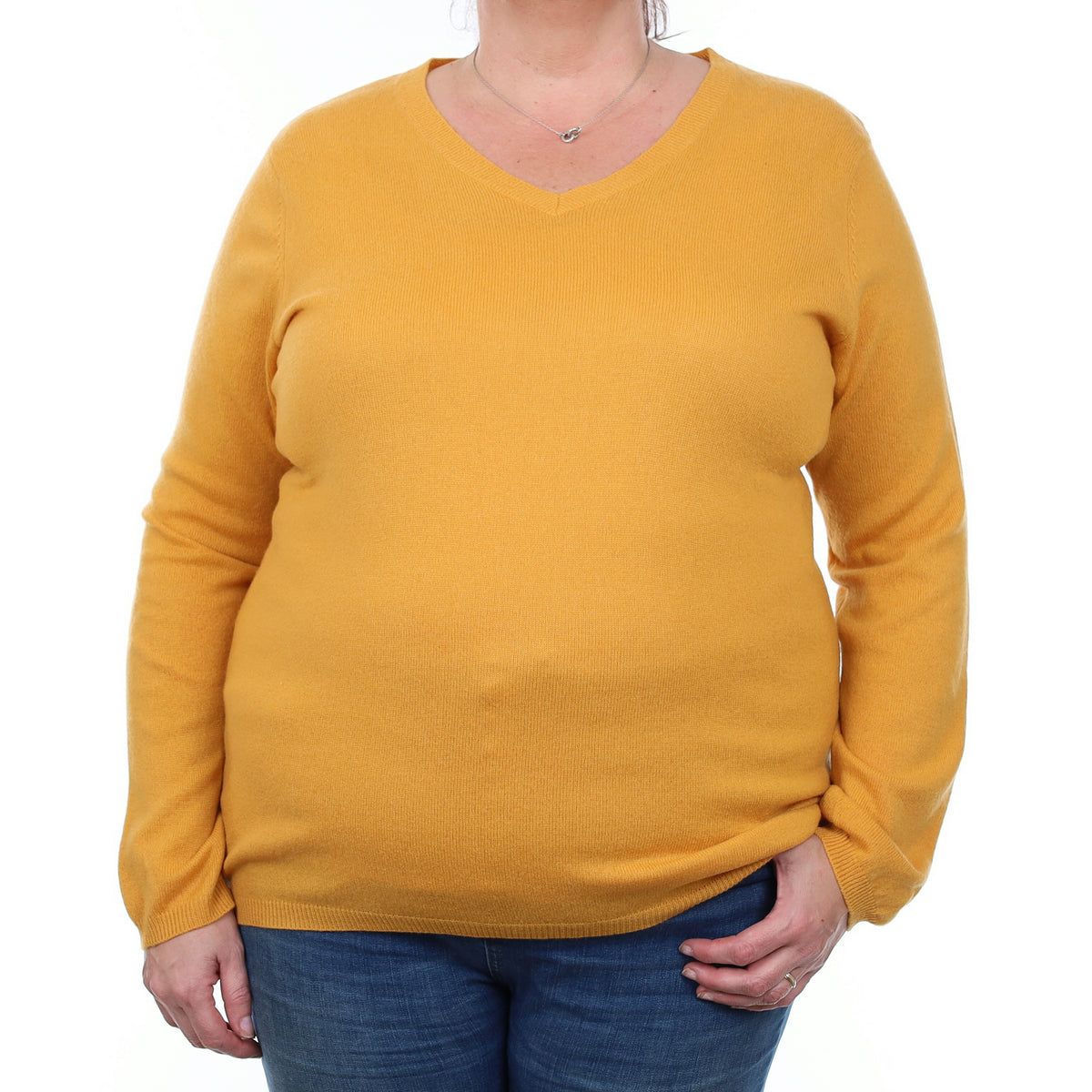 Marmalade Orange Cashmere V Neck Jumper XL