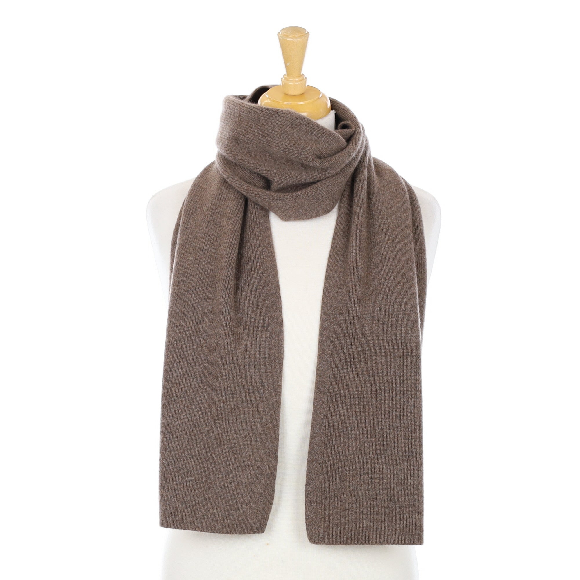 Mocha Brown Knitted Cashmere Scarf