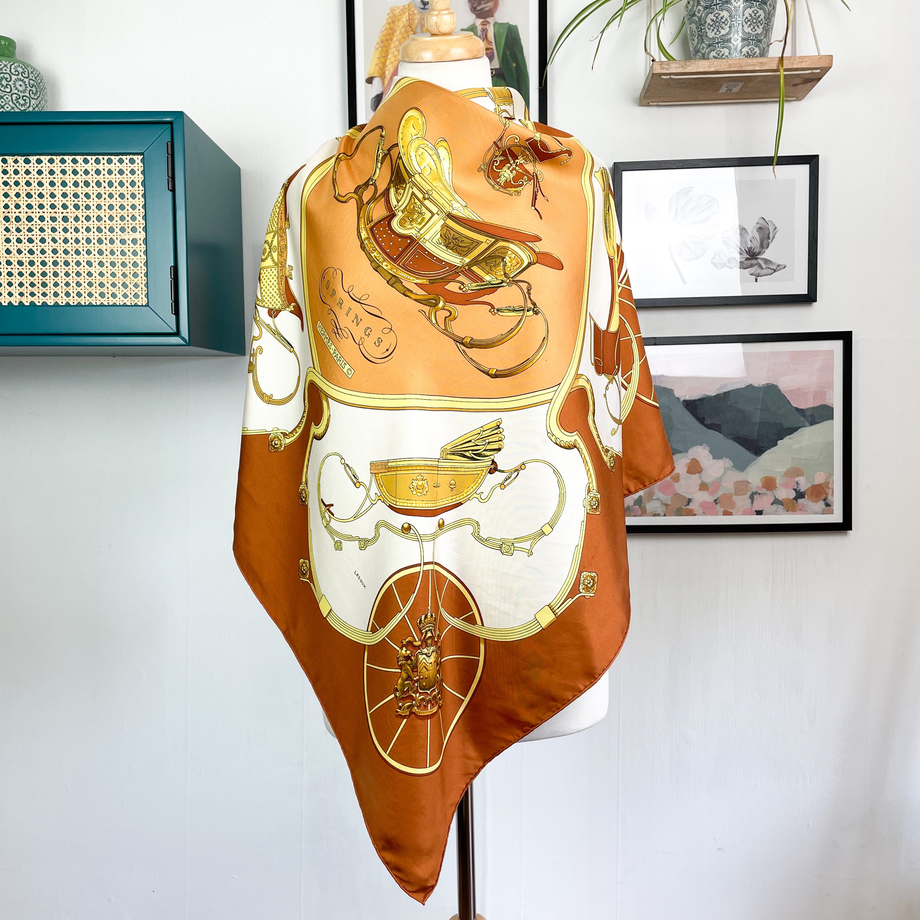 Boxed Hermes Springs Vintage Silk Scarf