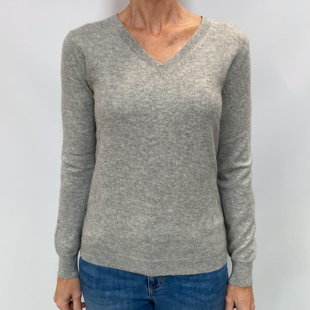 Smoke Grey Cashmere V Neck Jumper Small