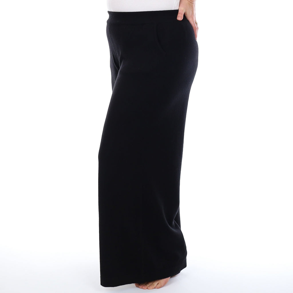 Brand New Scottish Black Cashmere Extra Wide Leg Lounge Pants Large