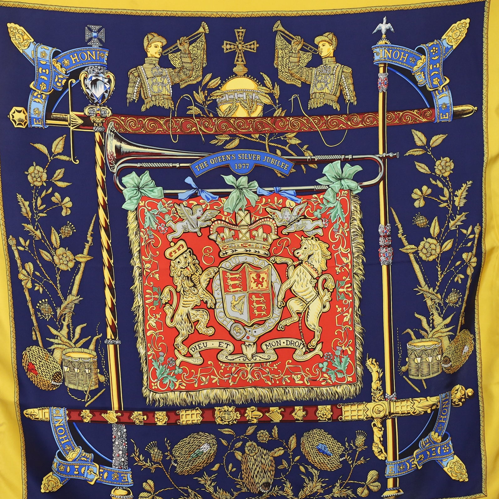 Hermès The Queens Silver Jubilee Silk Scarf Rare