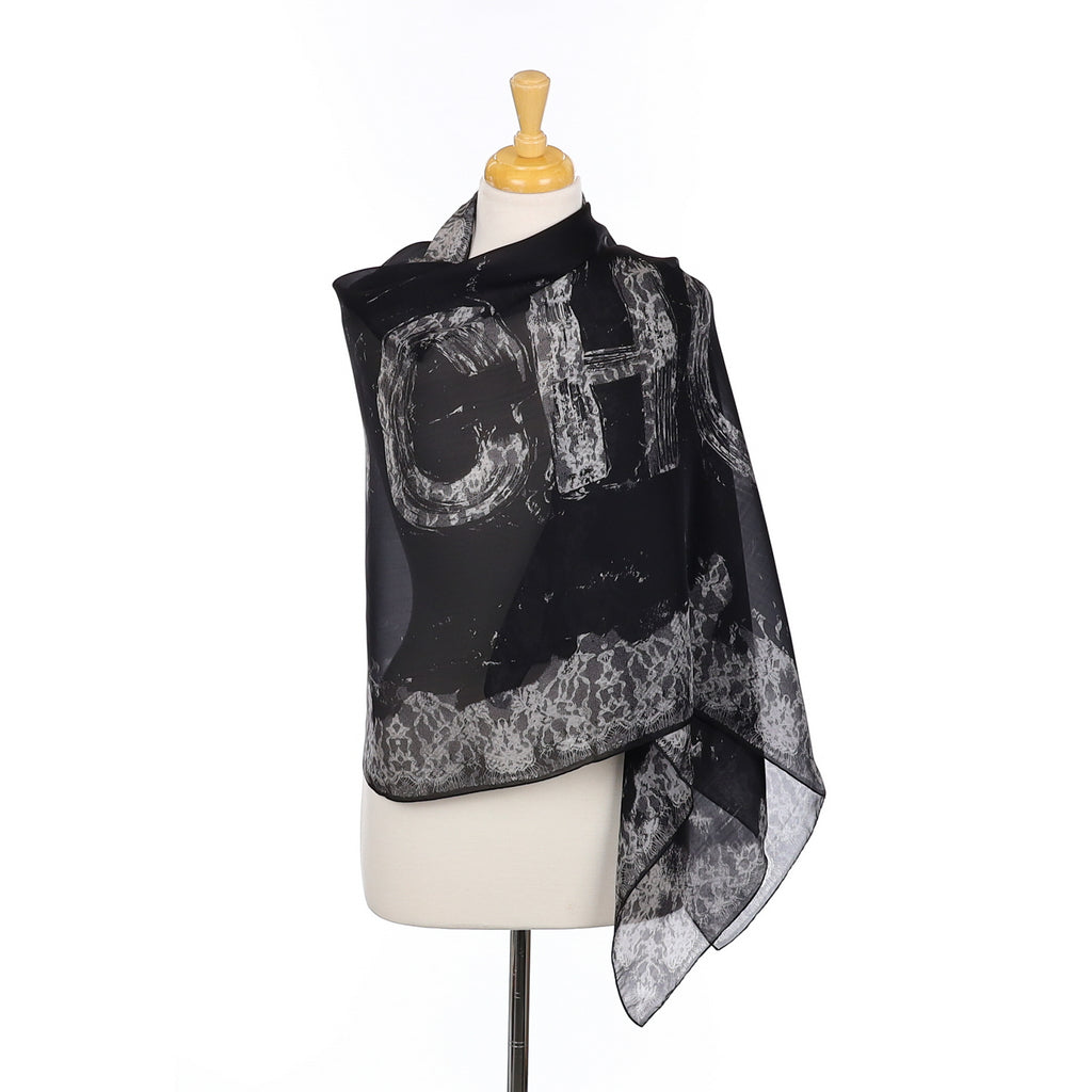 Brand New Jimmy Choo Wrap Style Black Silk Scarf