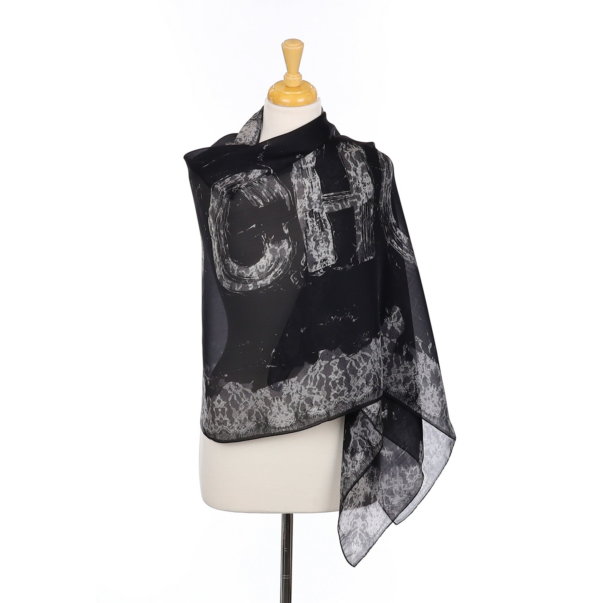 Brand New Jimmy Choo Wrap Style Black Silk Scarf