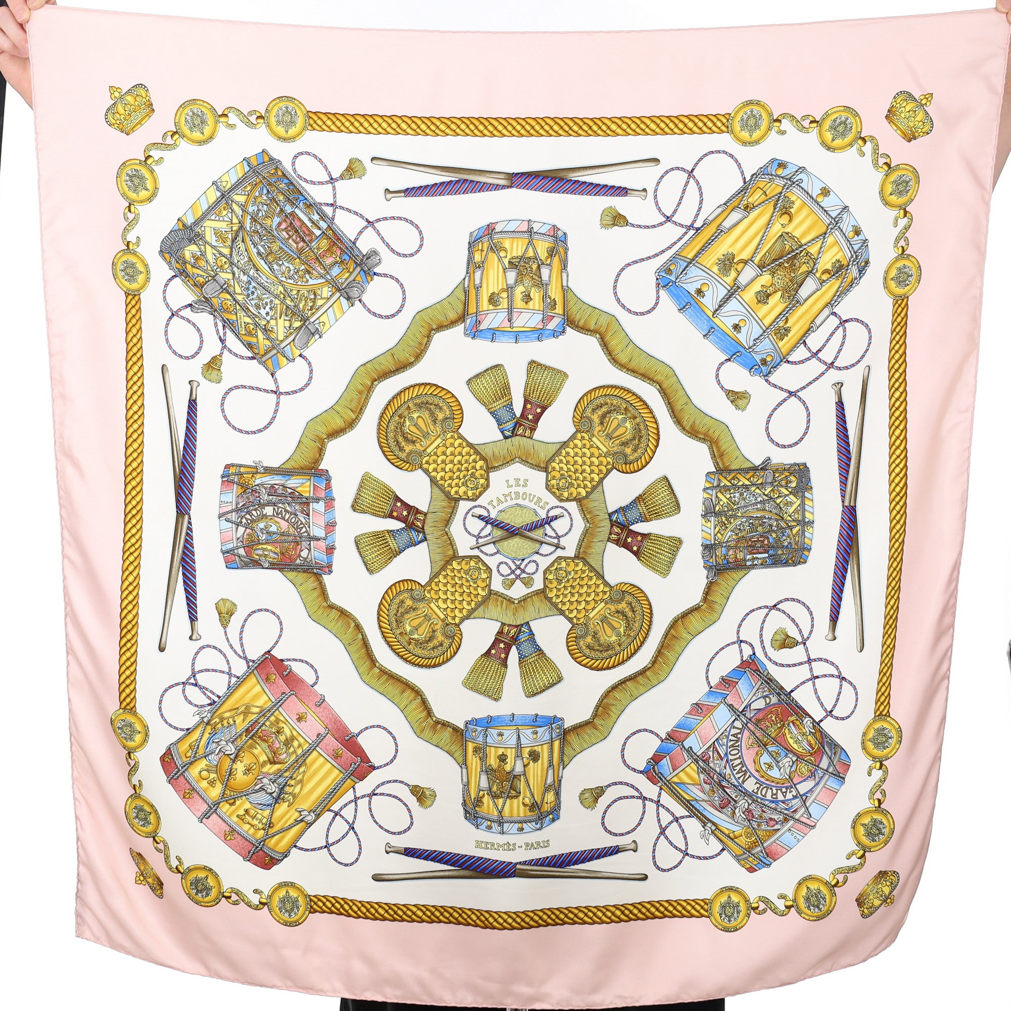 Hermès Les Tambours Vintage Silk Scarf