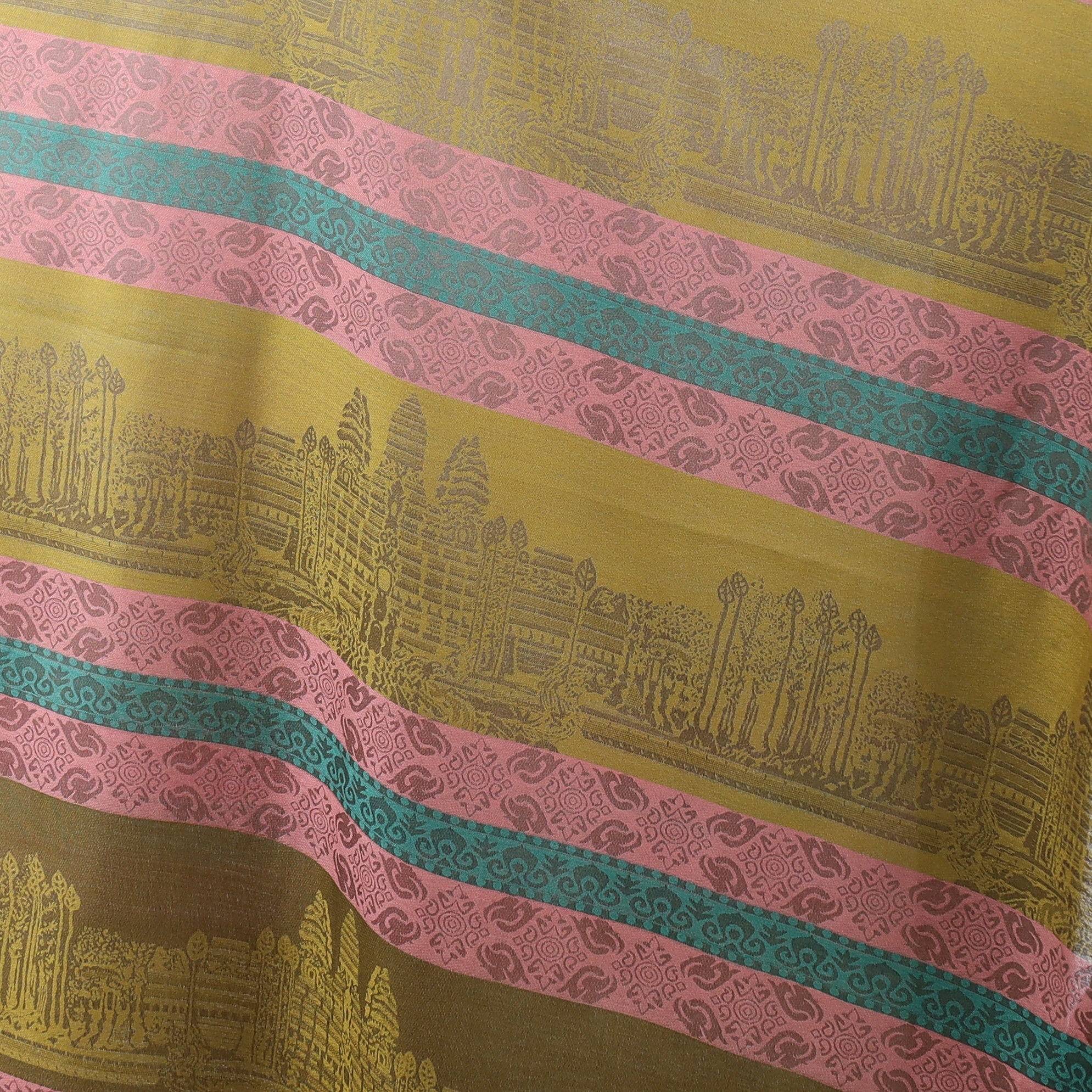 Striped Woven Tassled Silk Scarf