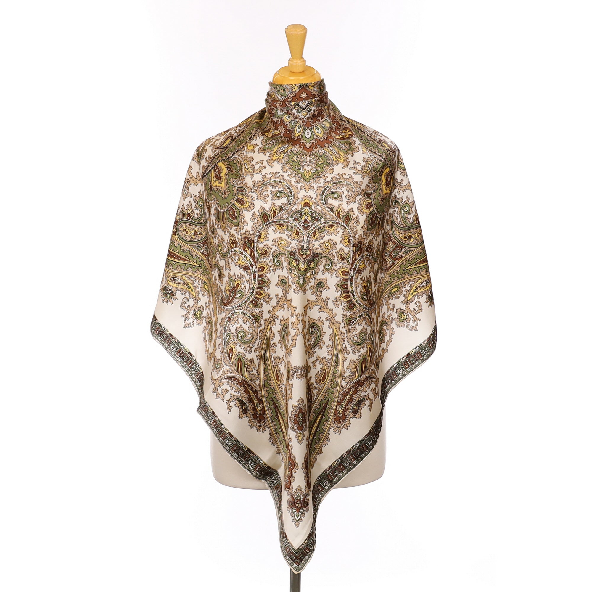 Neutral Paisley Vintage Silk Scarf