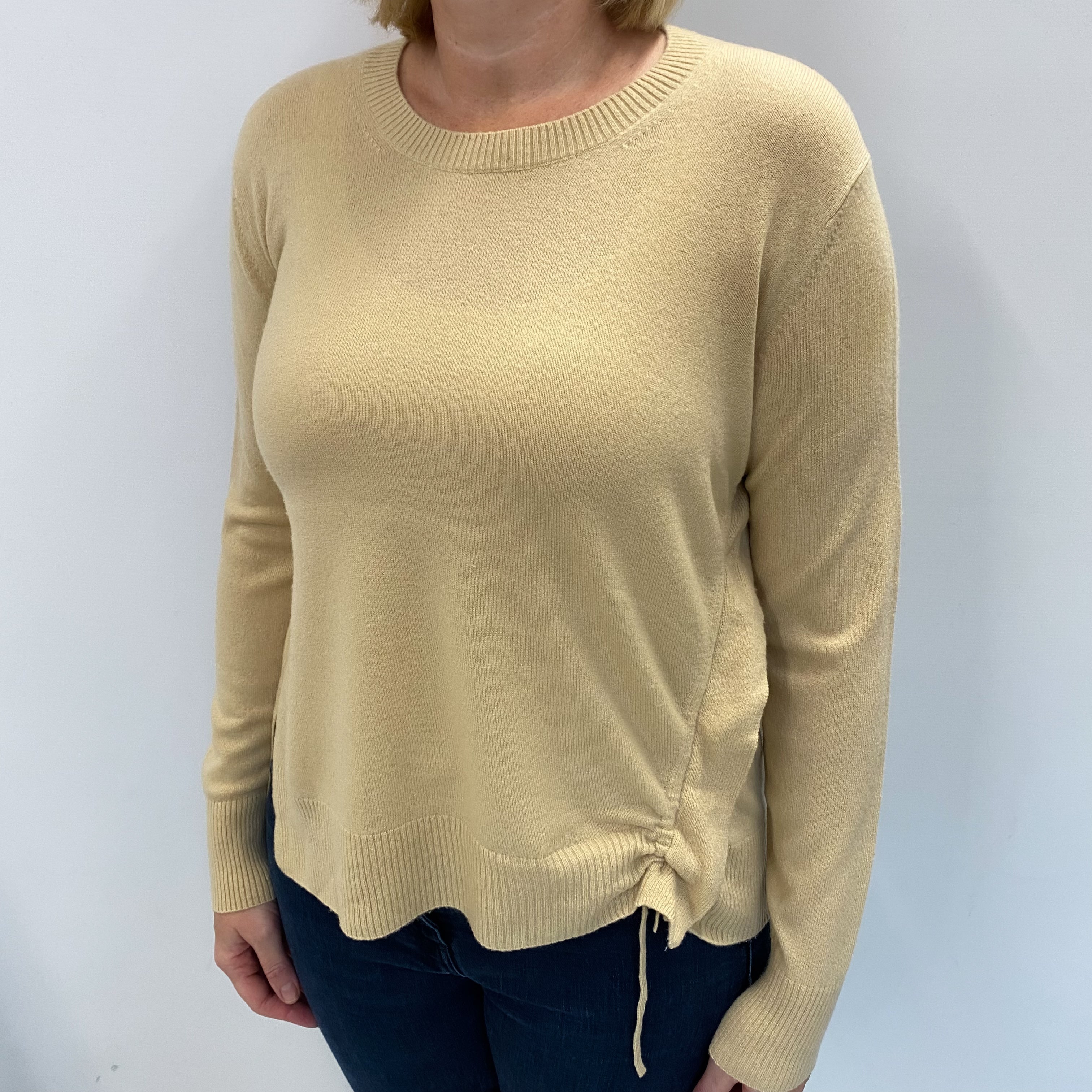 Vince Sand Beige Cashmere Crew Neck Jumper Large