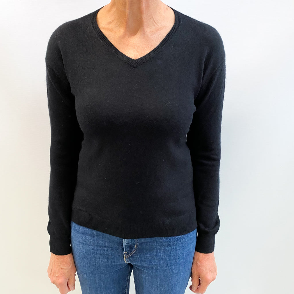 Black Cashmere V Neck Jumper Medium