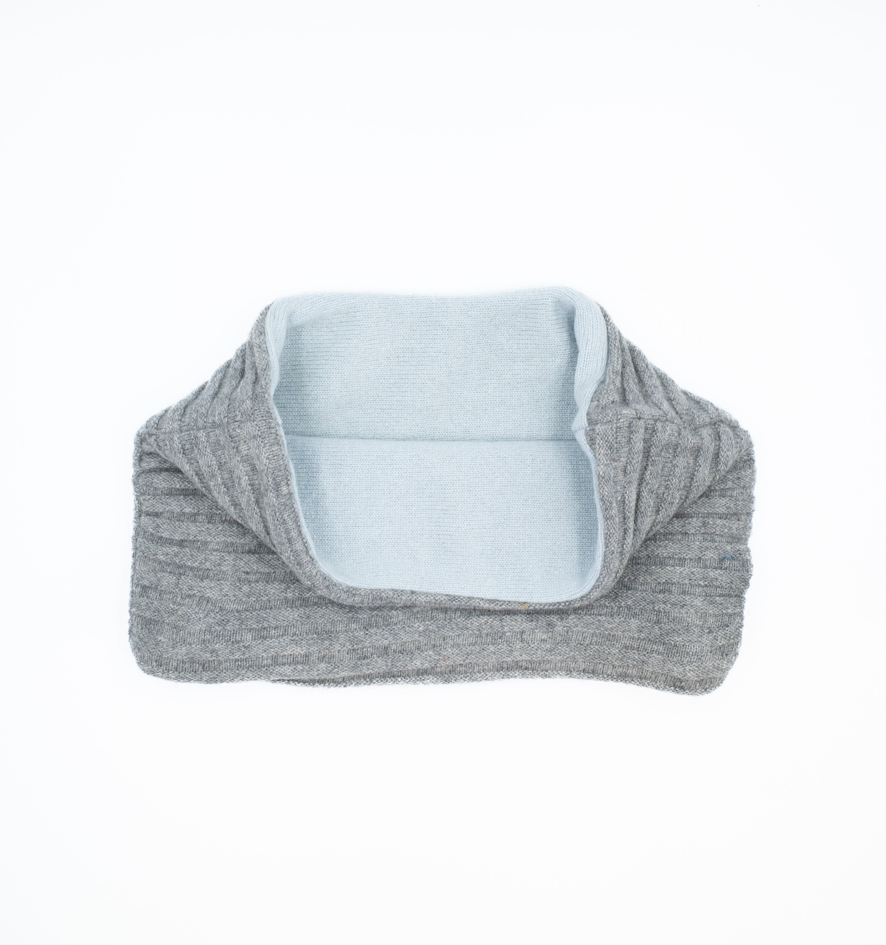 Smoke Grey Rib Knit and Baby Blue Neck Warmer