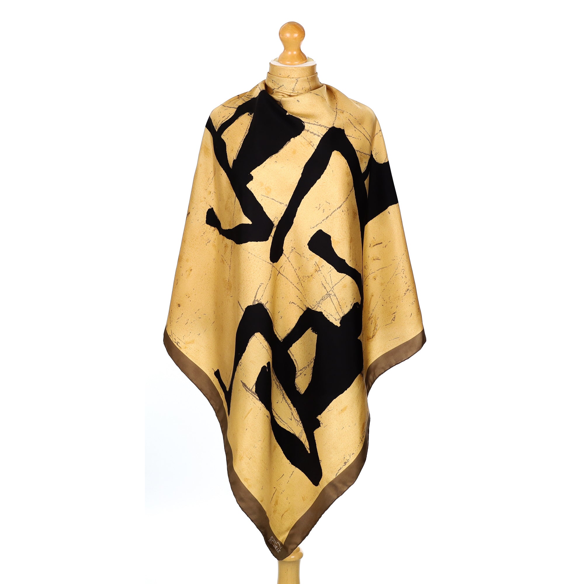 Egon Schiele Brown Figure Design Vintage Silk Scarf