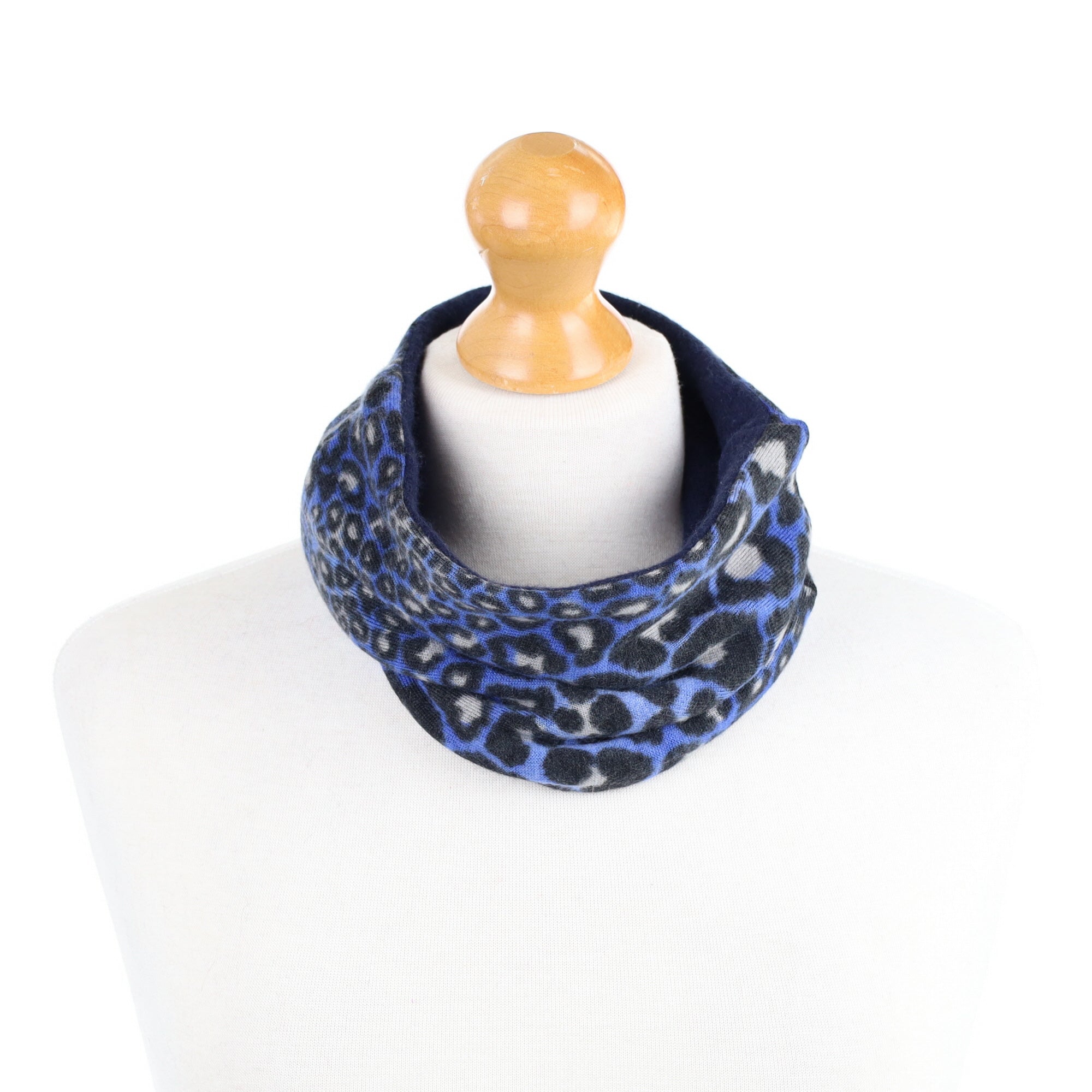 Blue Leopard Print Neck Warmer