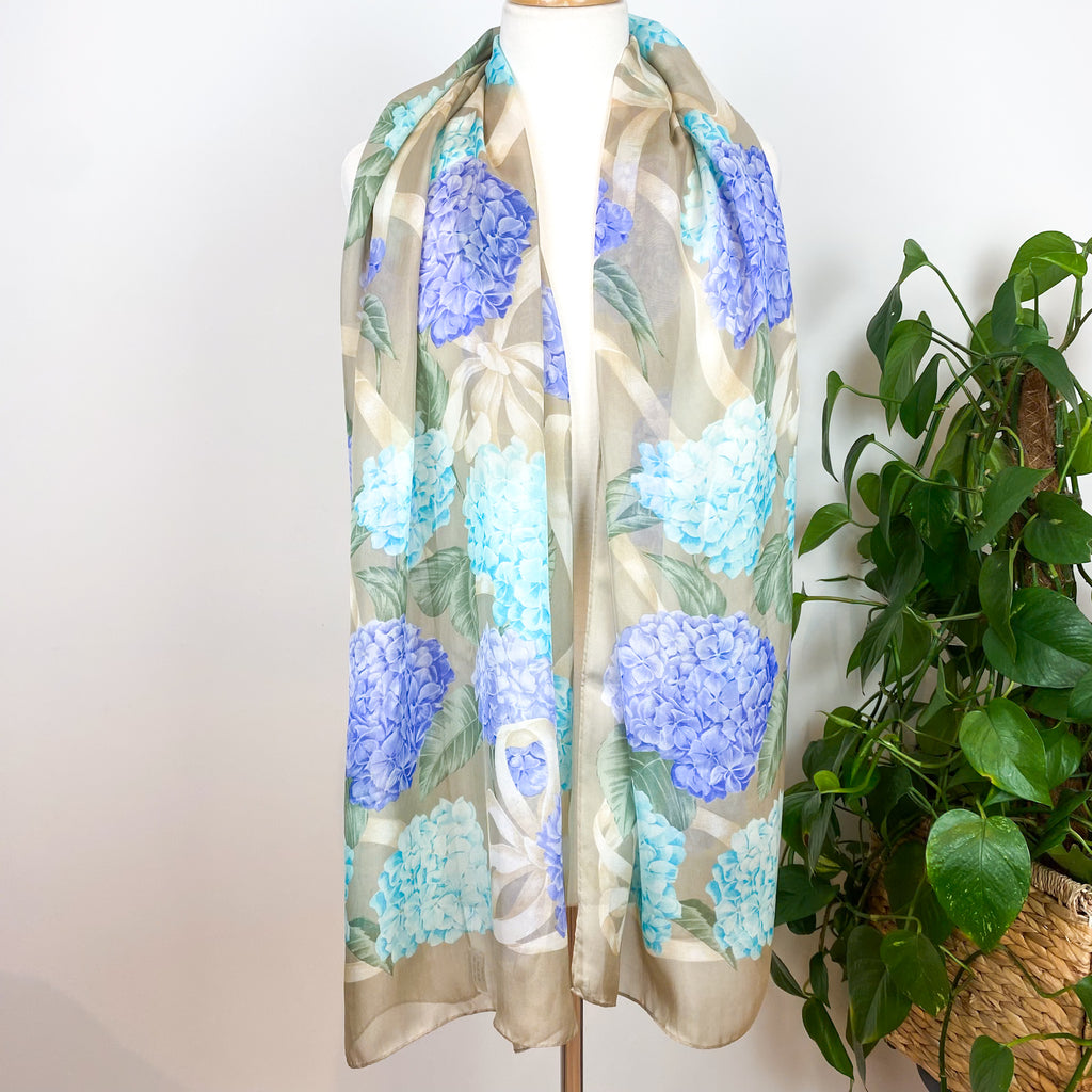 Jaeger Floral Chiffon Vintage Silk Scarf